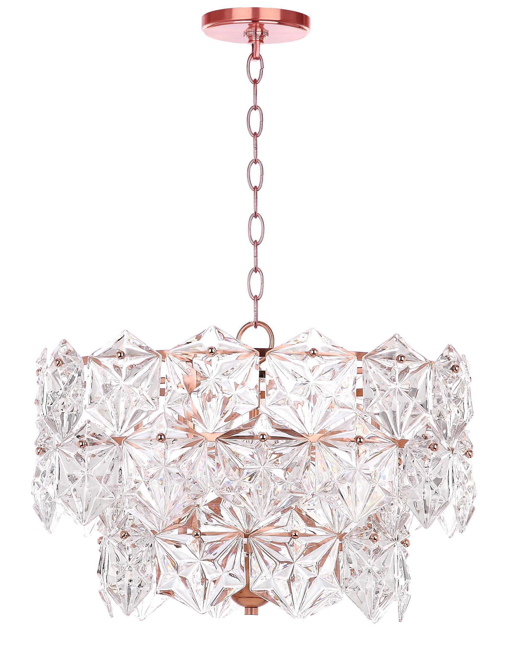 Sia 4 Light 19" Pendant - PND4001 - Clear/Copper - Safavieh