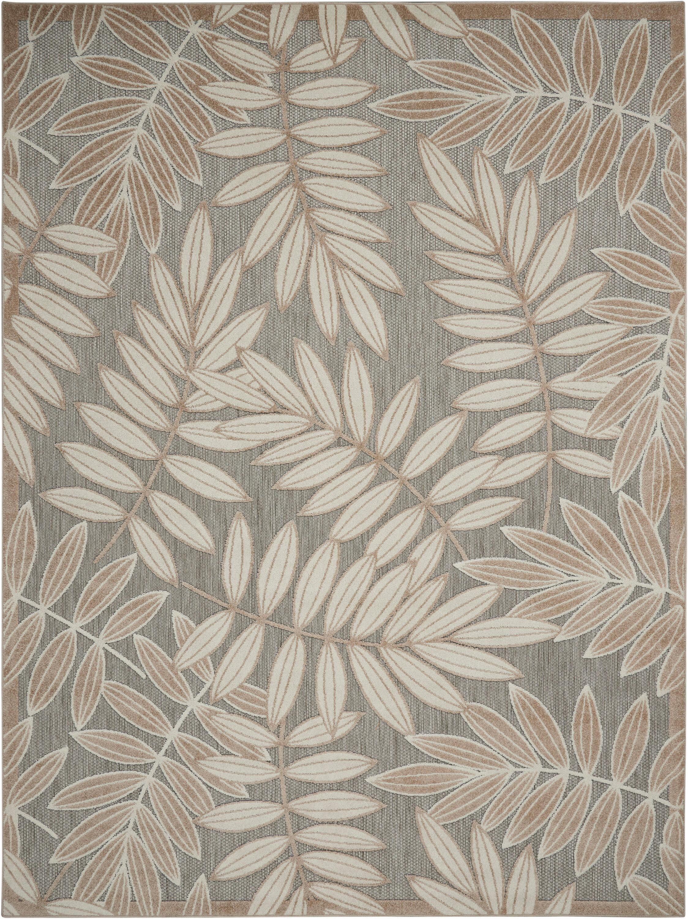 Nourison Aloha Floral Leaf Flatweave High-Low Indoor Outdoor Area Rug Natural 3'6" x 5'6"
