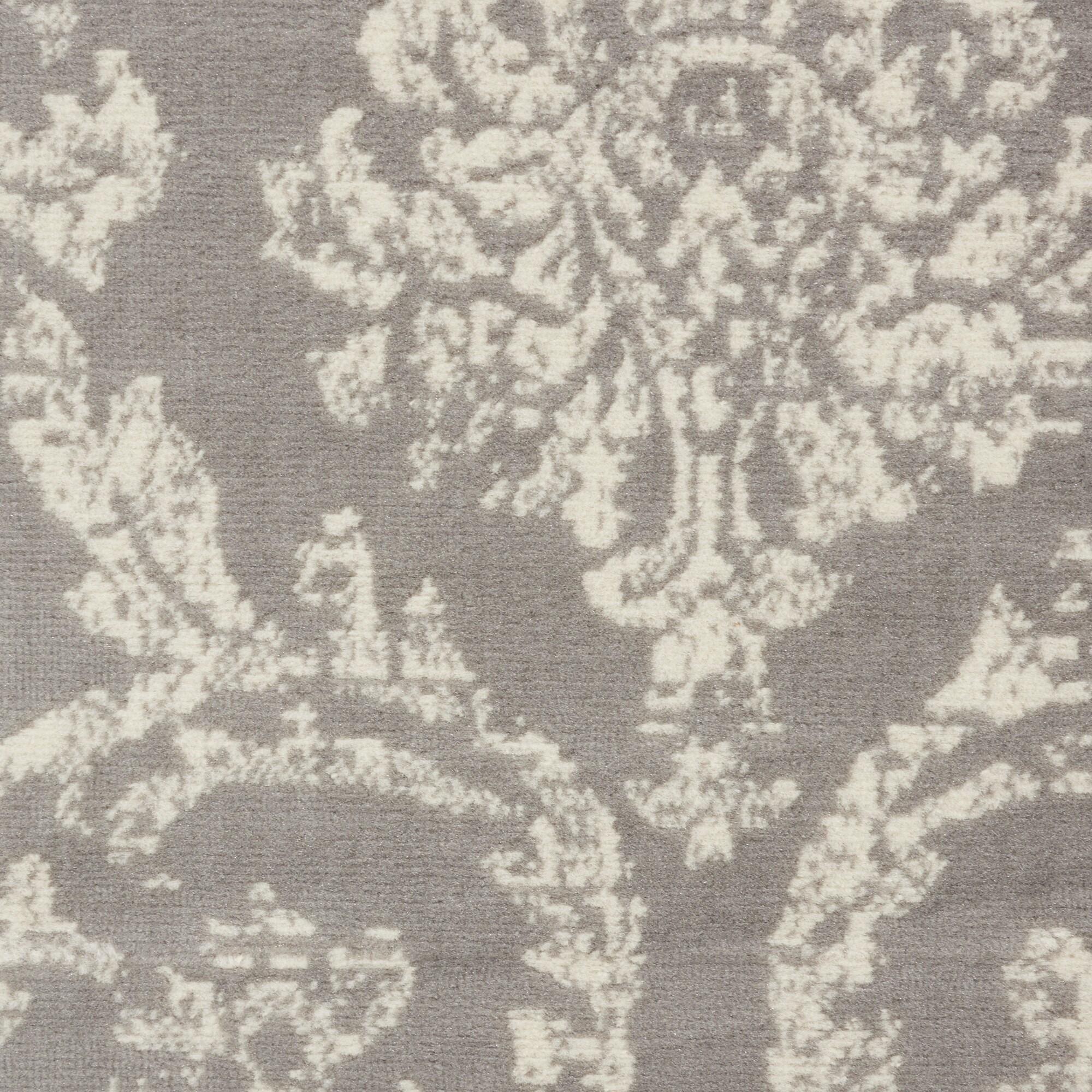 Nourison Jubilant 7'10" x 9'10" (8' x 10') Grey Area Rug Farmhouse Vintage Damask by Nourison
