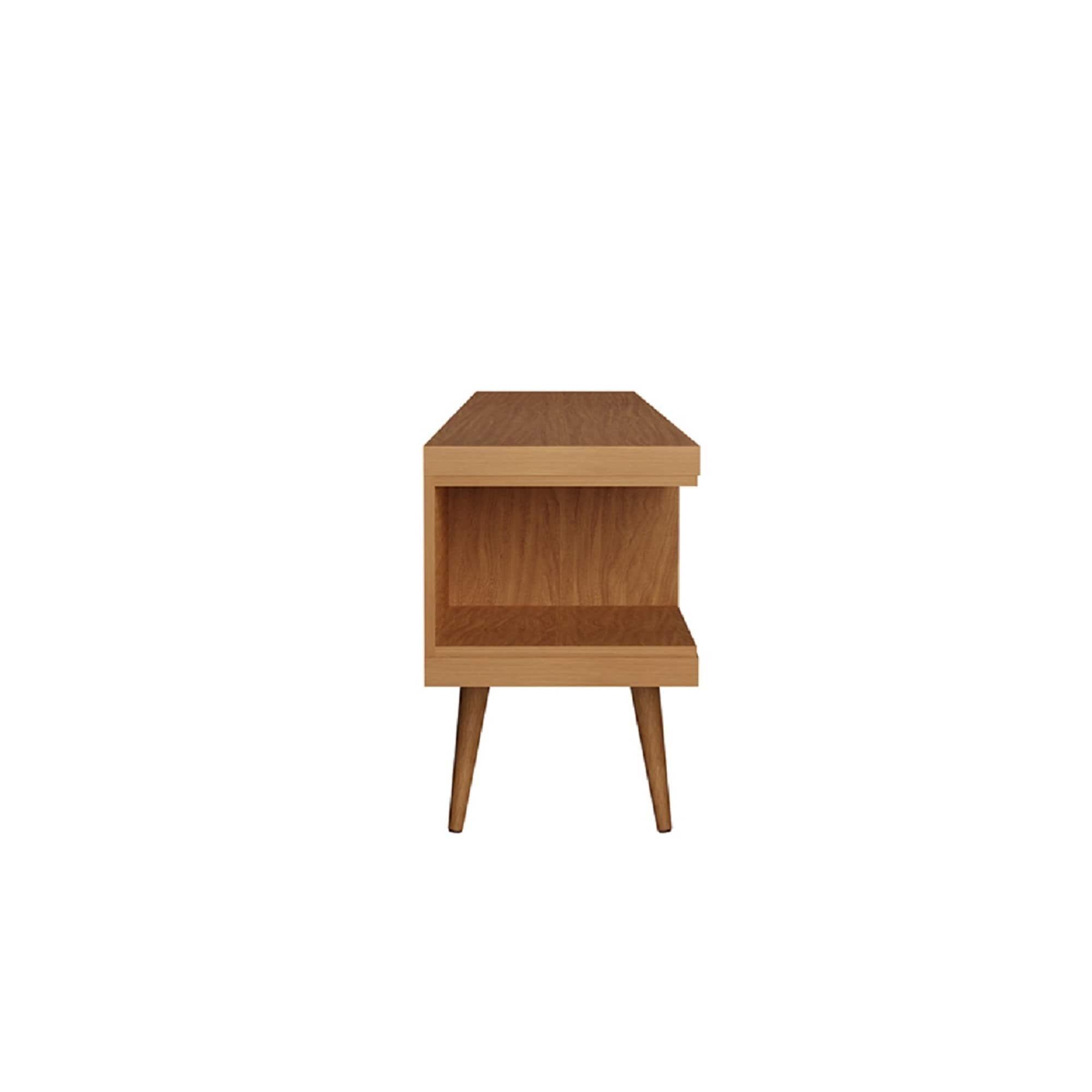 Maple Cream Mid-Century Modern TV Stand with Graduated Legs