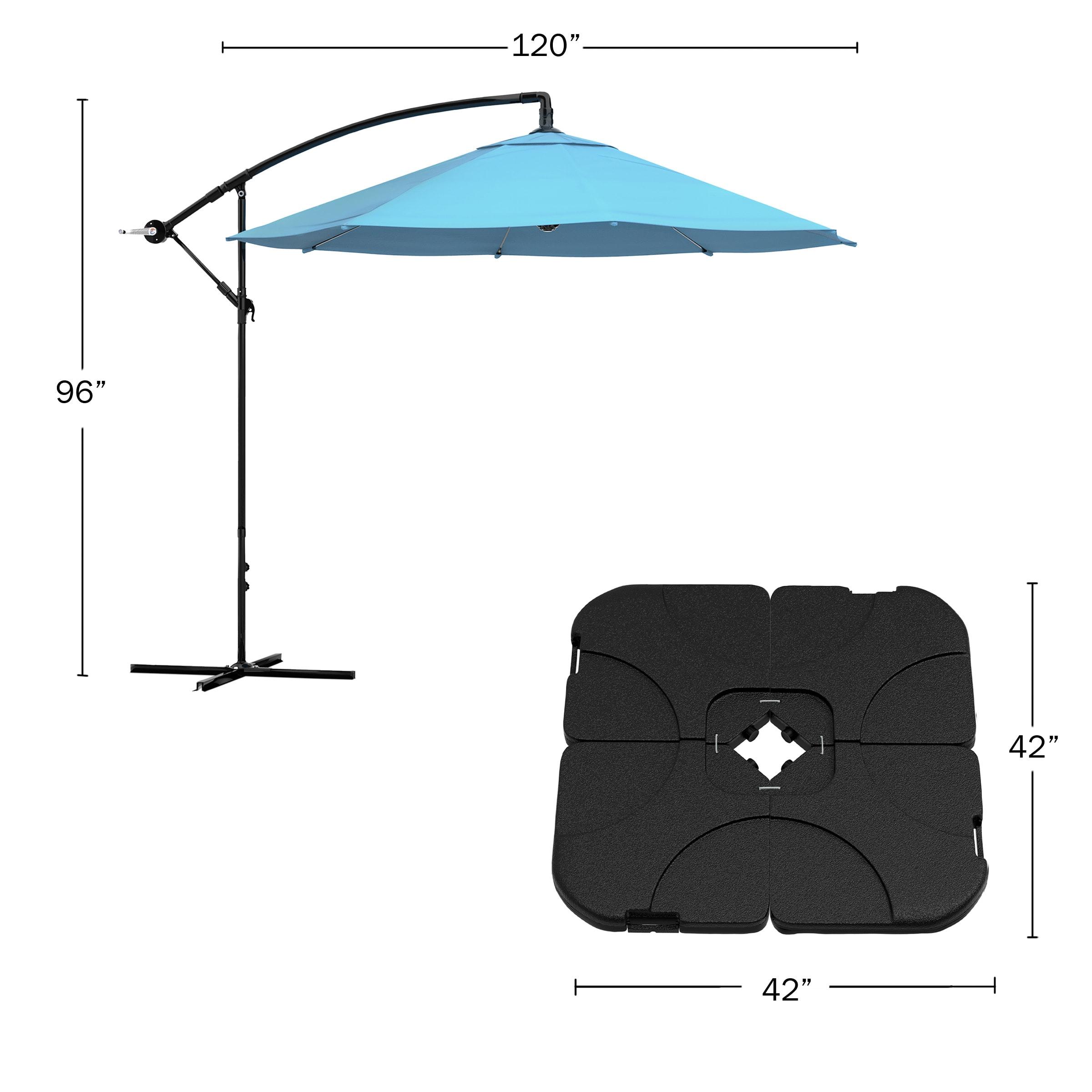 10-Foot Blue Aluminum Cantilever Patio Umbrella with Base