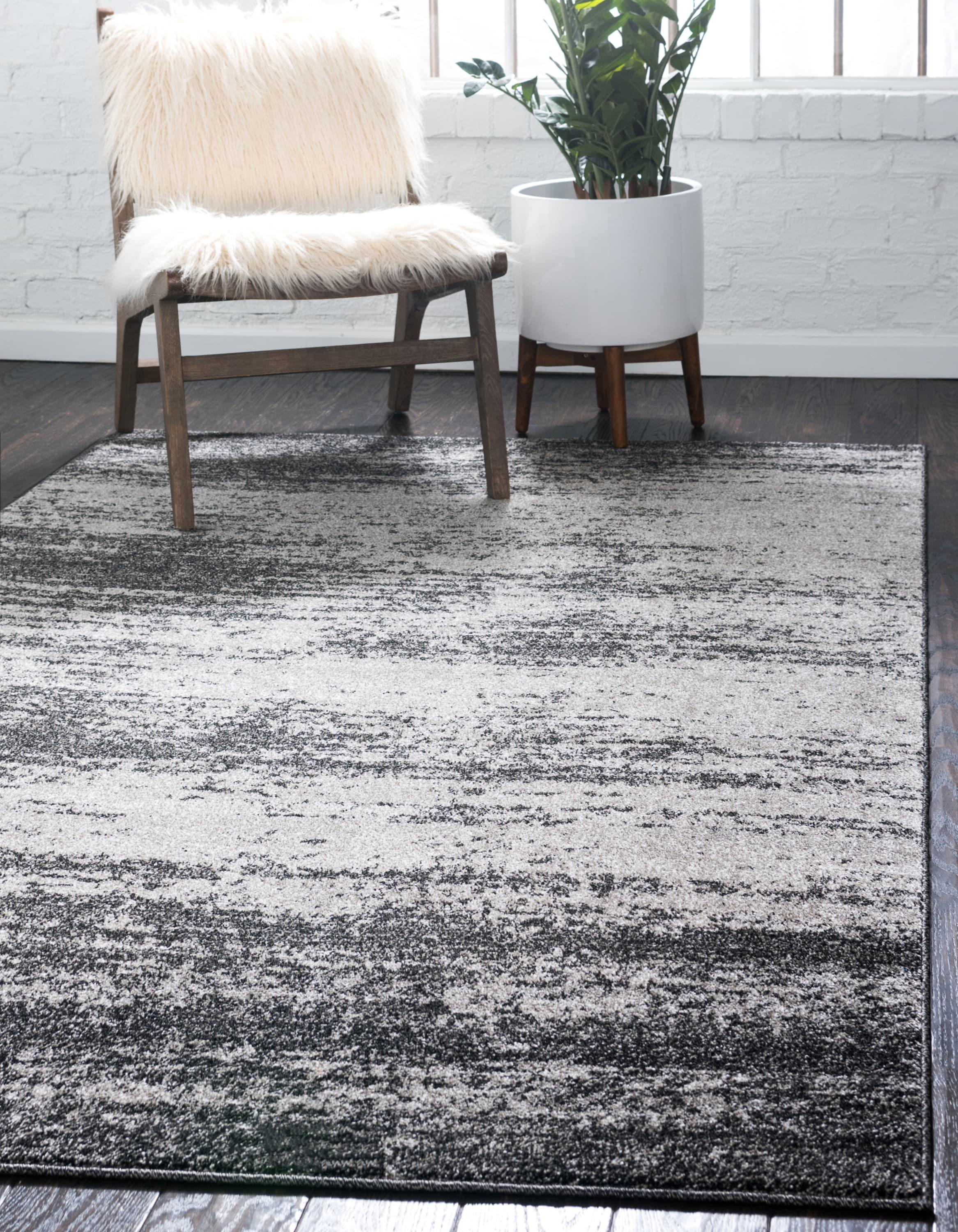 Unique Loom Del Mar Collection Area Rug - Lucille (7' 10" x 11' Rectangle Dark Gray/Ivory)