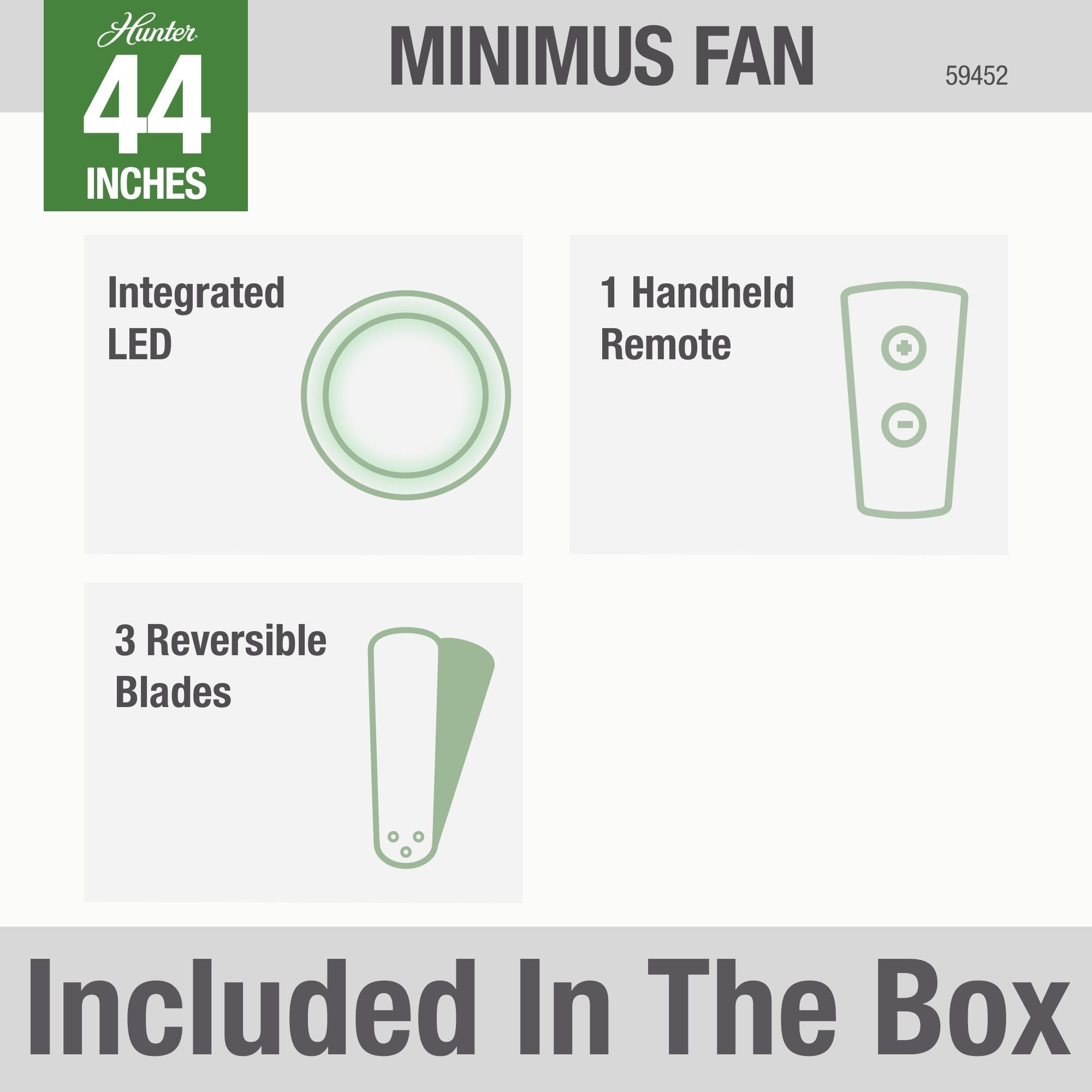 44" Minimus Low Profile Ceiling Fan with Remote: WhisperWind Motor, LED, ETL Listed - Hunter Fan