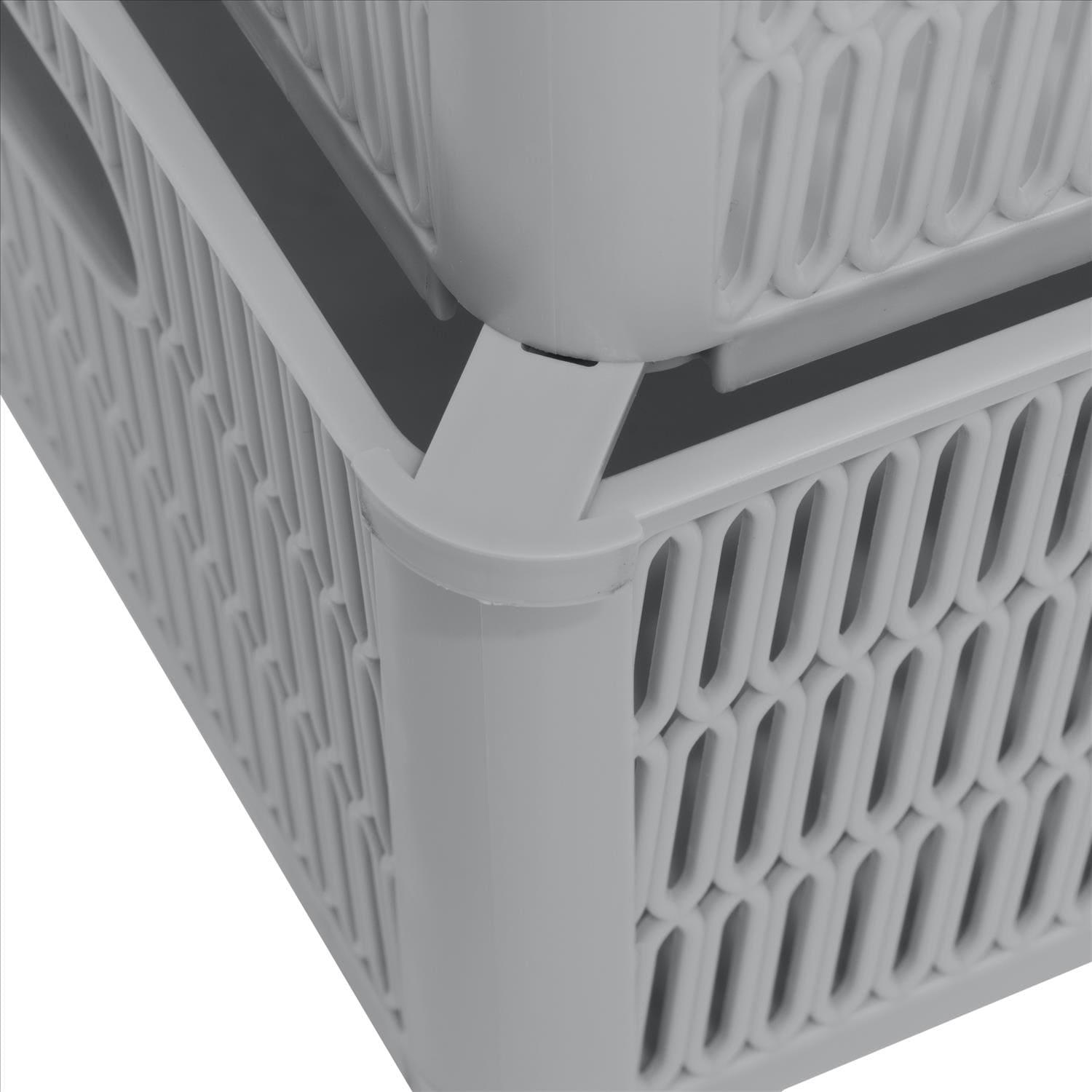 Simplify Slide 2 Stack It 2 Pack Plastic Storage Basket in Grey