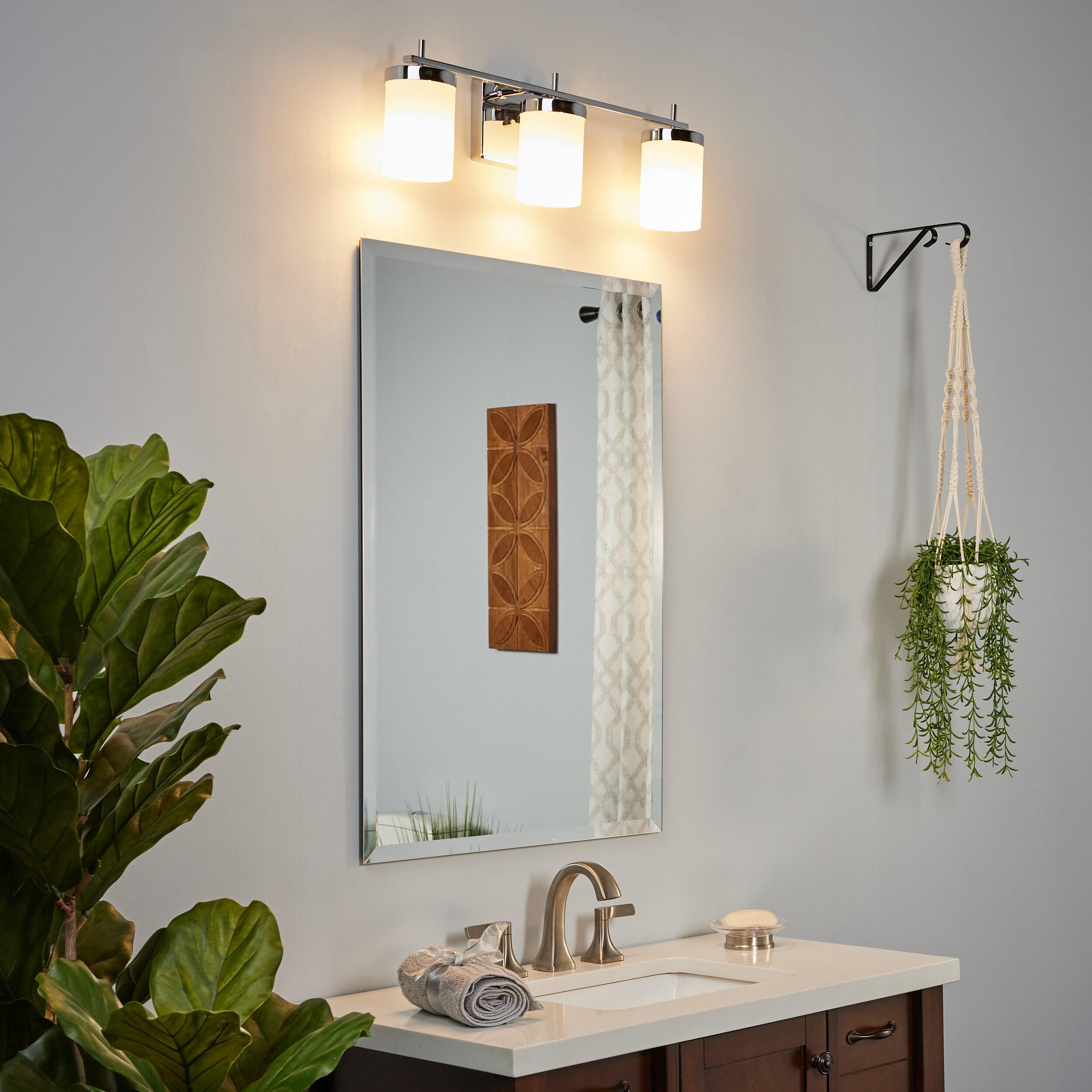Zire Chrome 3-Light LED Vanity Fixture with Etched Glass