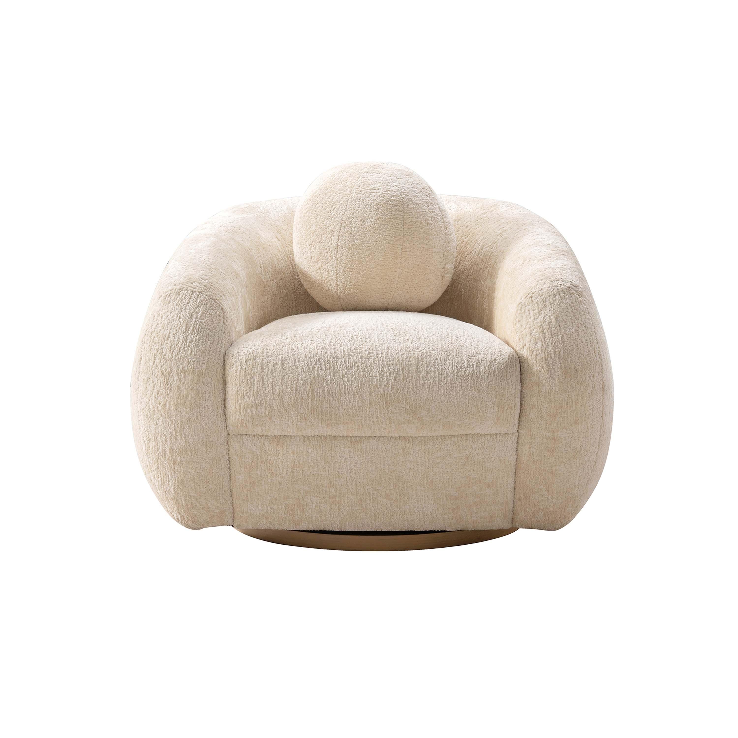 Manhattan Comfort Tribeca Modern Chenille Upholstered Accent Chair Cream