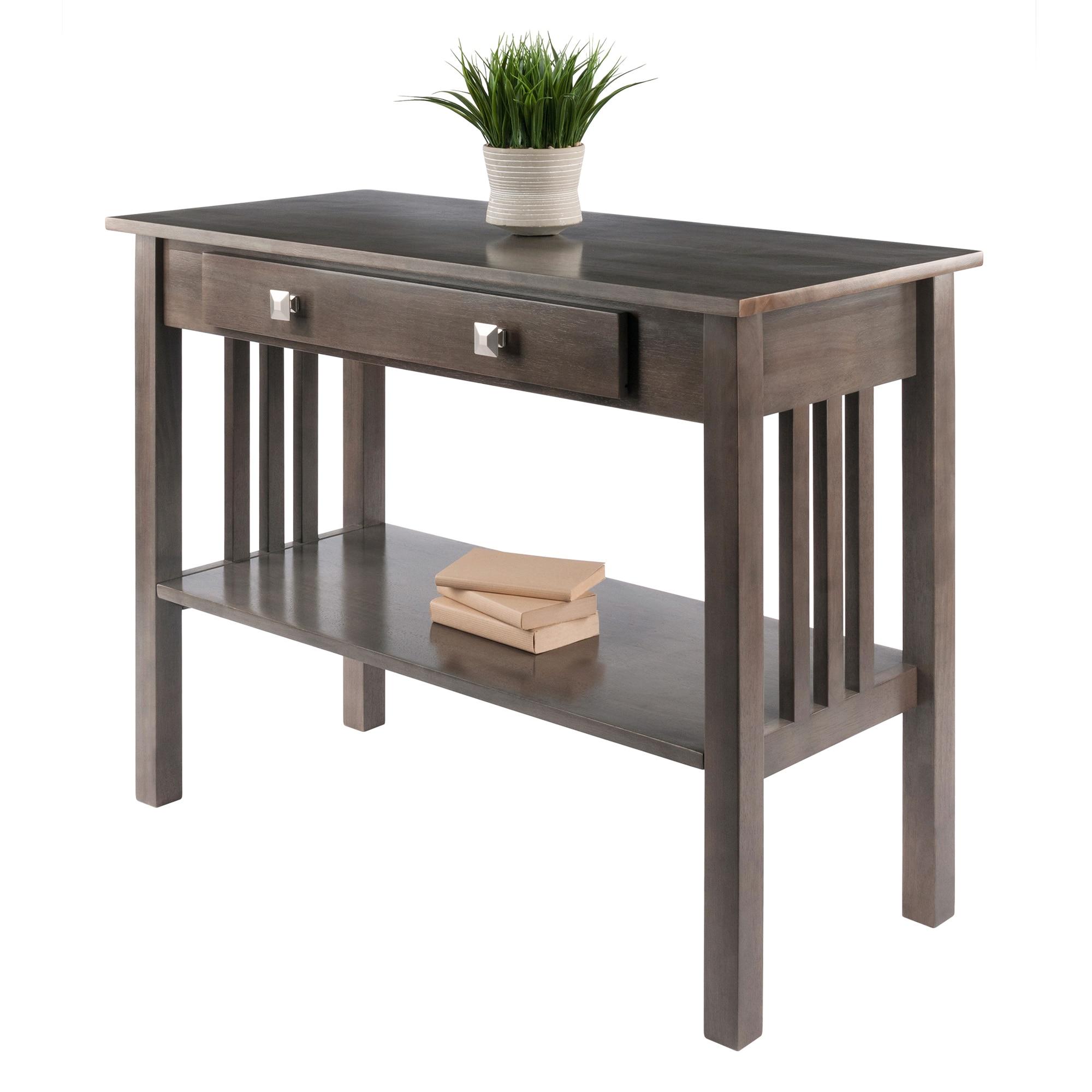 Stafford Console Hall Table Oyster Gray - Winsome: Modern Sofa Table with Storage Shelf & Drawer