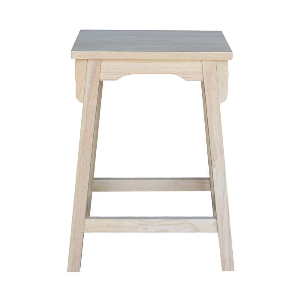 24" Mission Counter Height Barstool Unfinished - International Concepts: Solid Parawood, Rectangle Seat