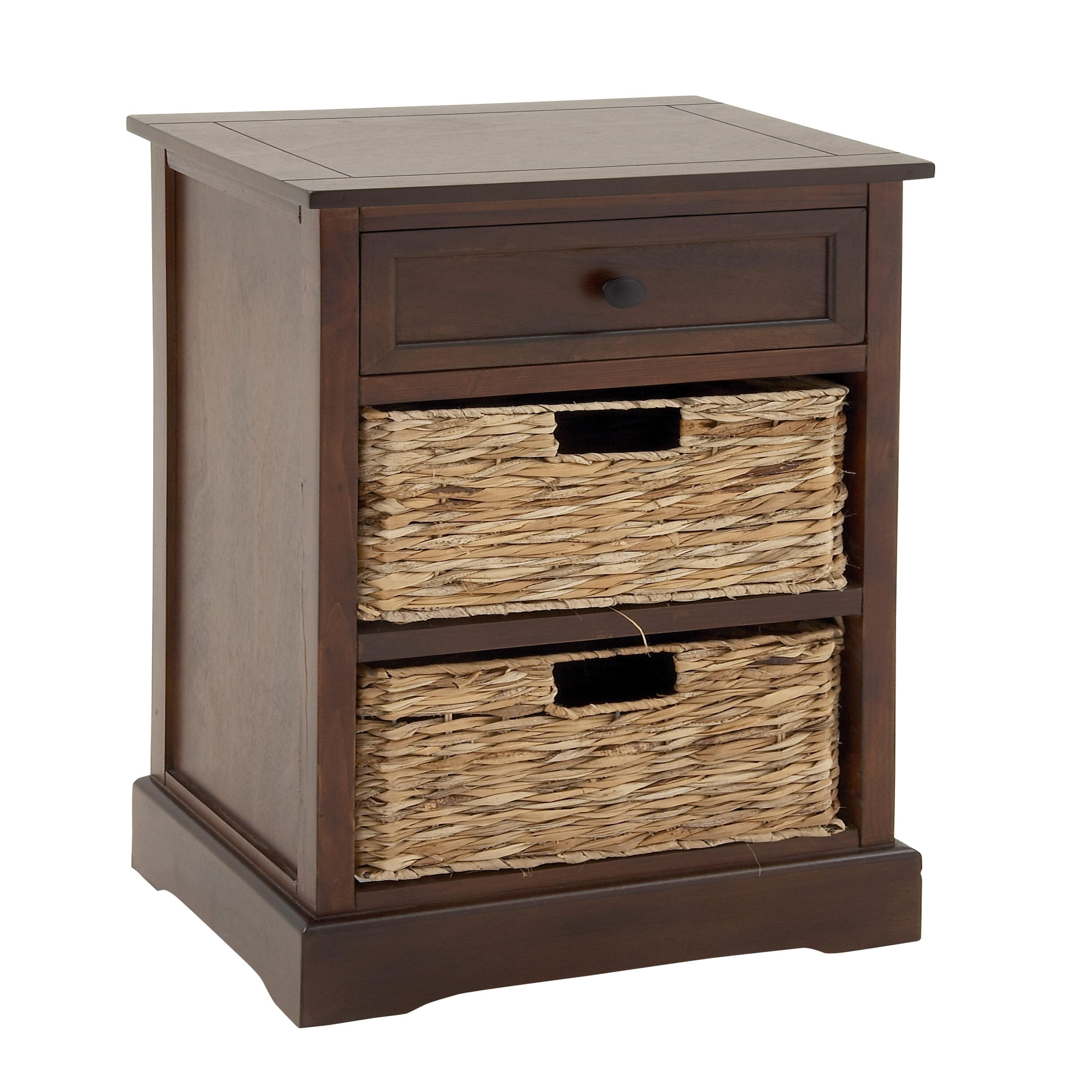 Wooden Side Chest with Wicker Drawers Brown - Olivia & May