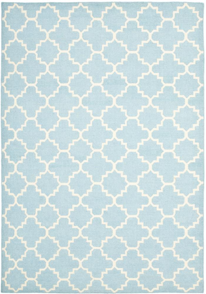 SAFAVIEH Dhurries Brad Geometric Area Rug, Light Blue/Ivory, 5' x 8'