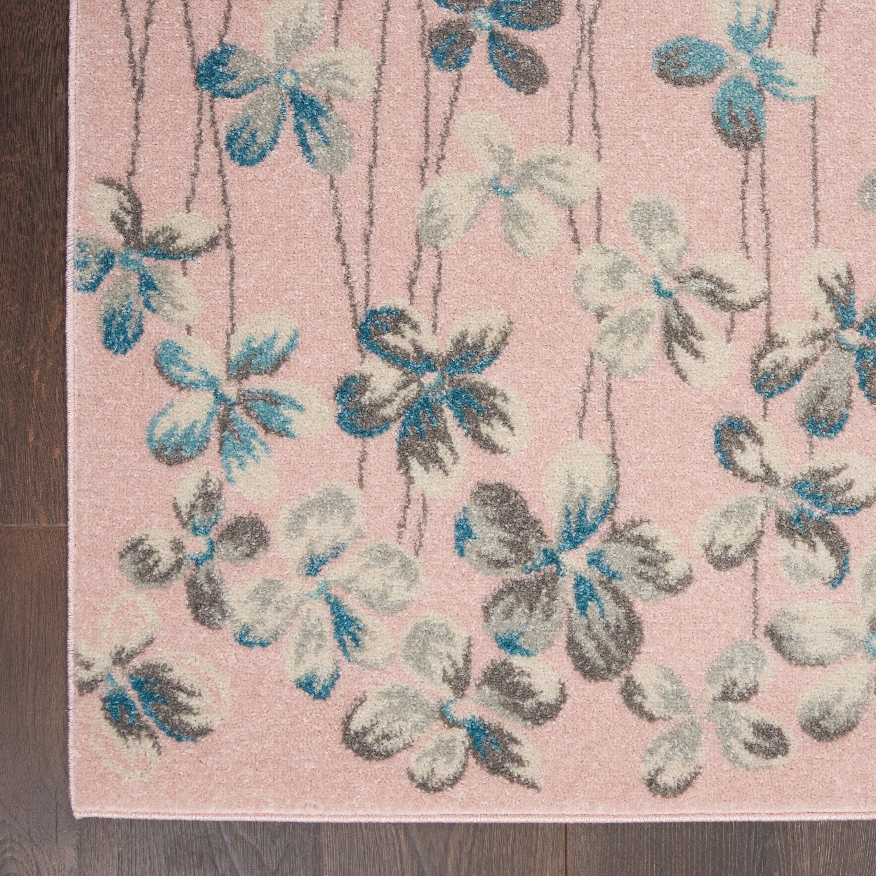 Nourison Tranquil 6' X 9' Pink Area Rug Bohemian Botanical Vine and Bloom by Nourison
