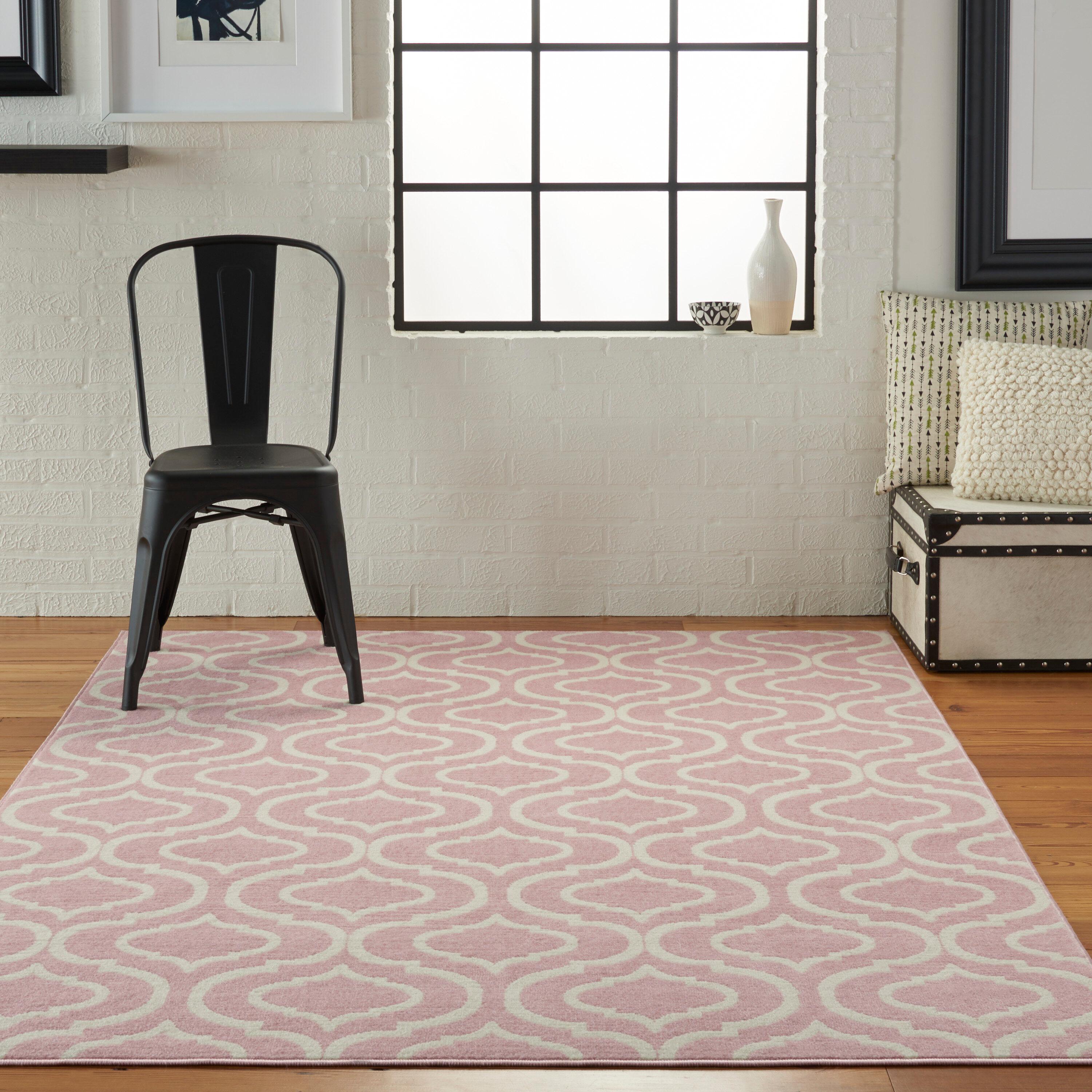 Nourison Jubilant 6' x 9' Pink Indoor Area Rug Moroccan Casual Trellis by Nourison