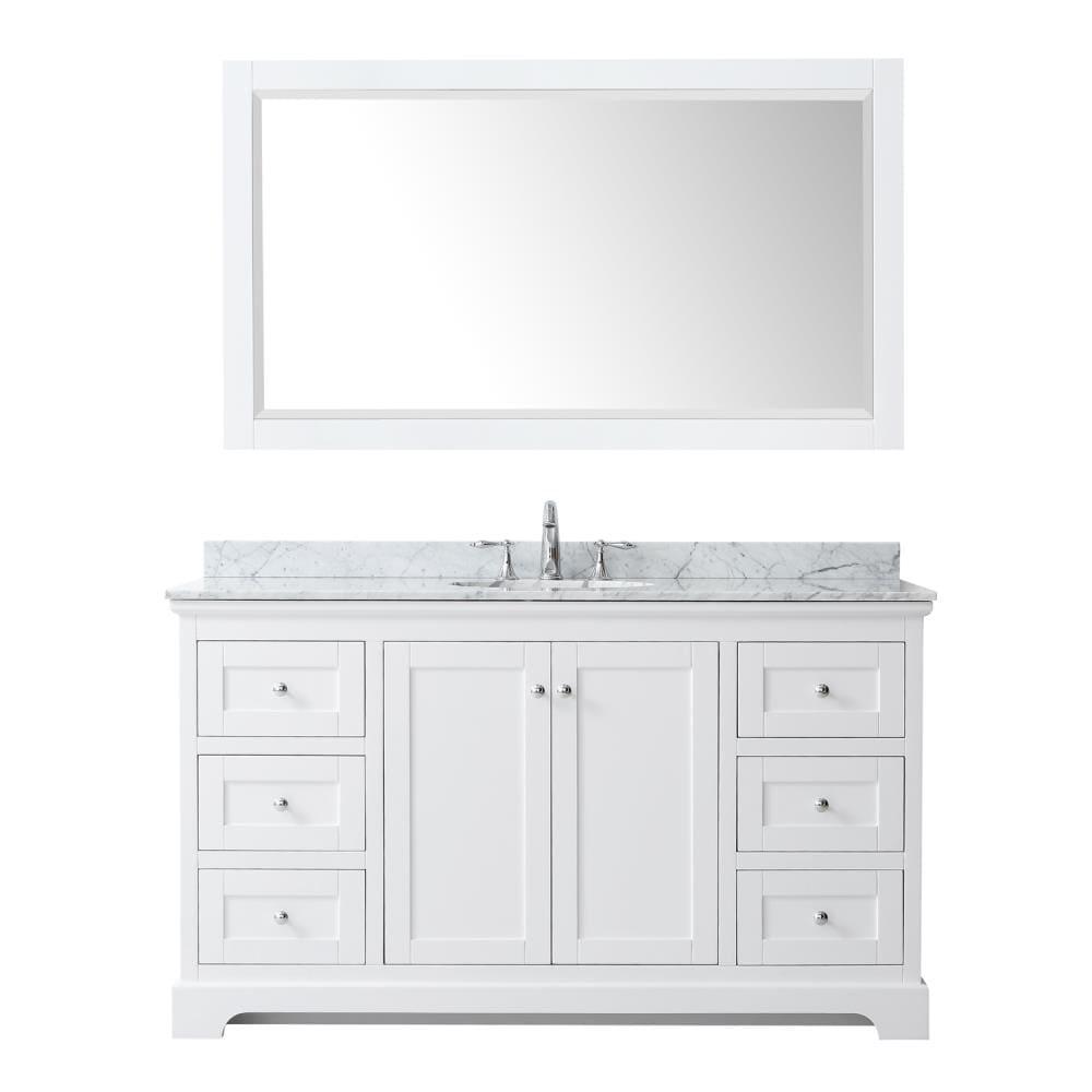 Wyndham Collection Avery 60" Oval Sink Wood Single Bathroom Vanity in White