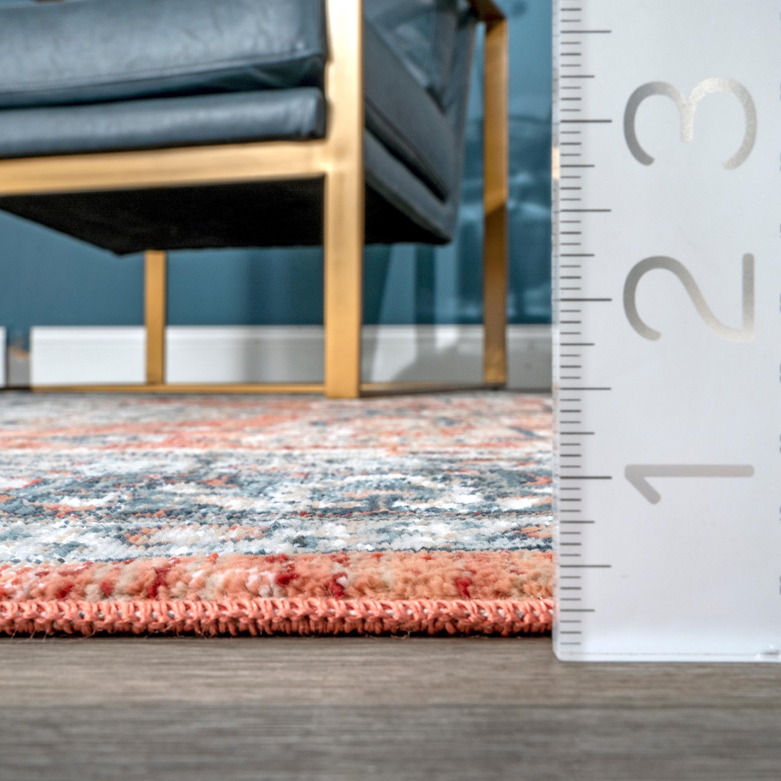 Nuloom Zara Medallion 2x6 Runner Indoor Area Rug for Living Room Bedroom Dining Room Entryway Hallway Kitchen, Rust/Blue