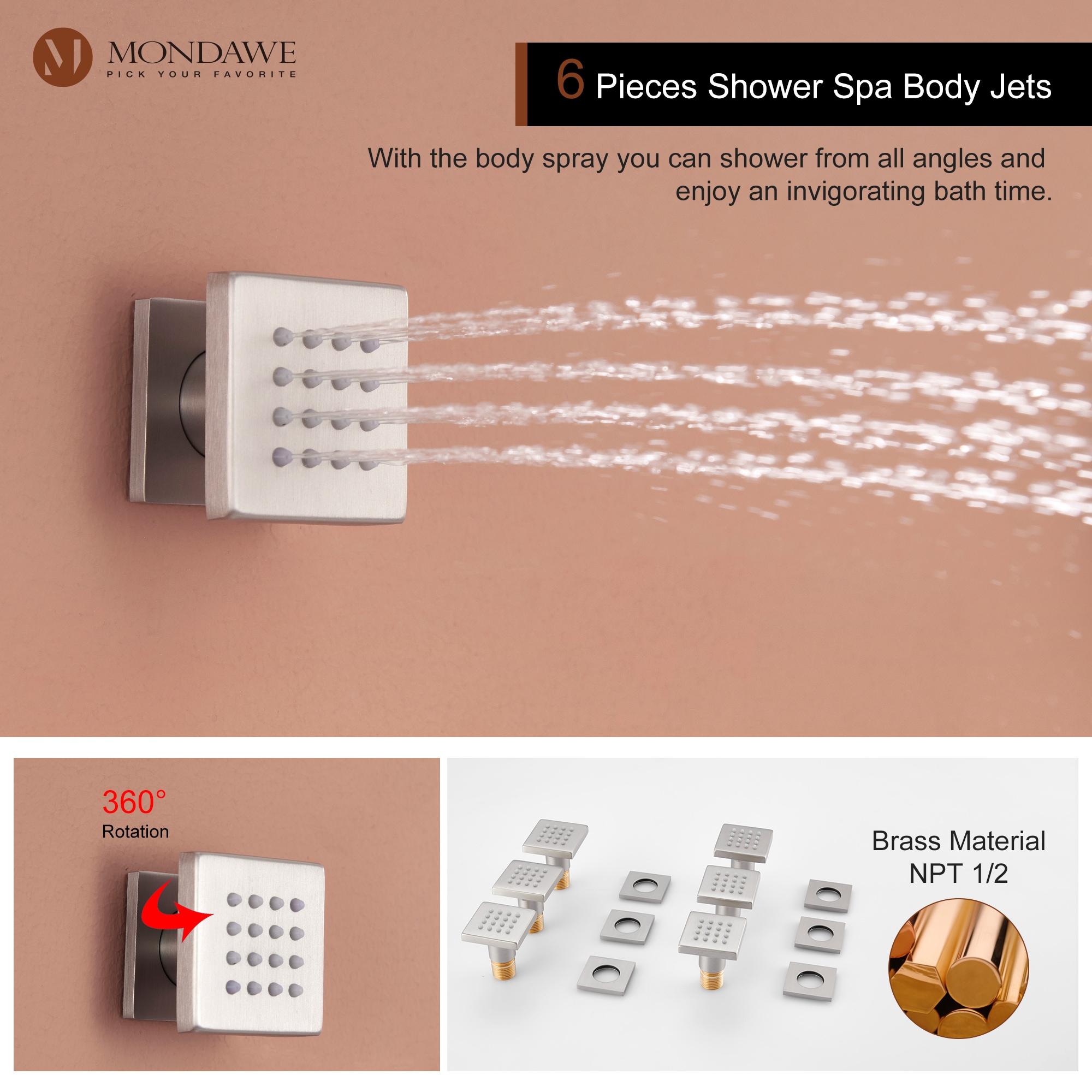 Herathena 3 Functions Ceiling Mounted Luxury Shower System with 6 Body Jets (Rough-in Valve Included)