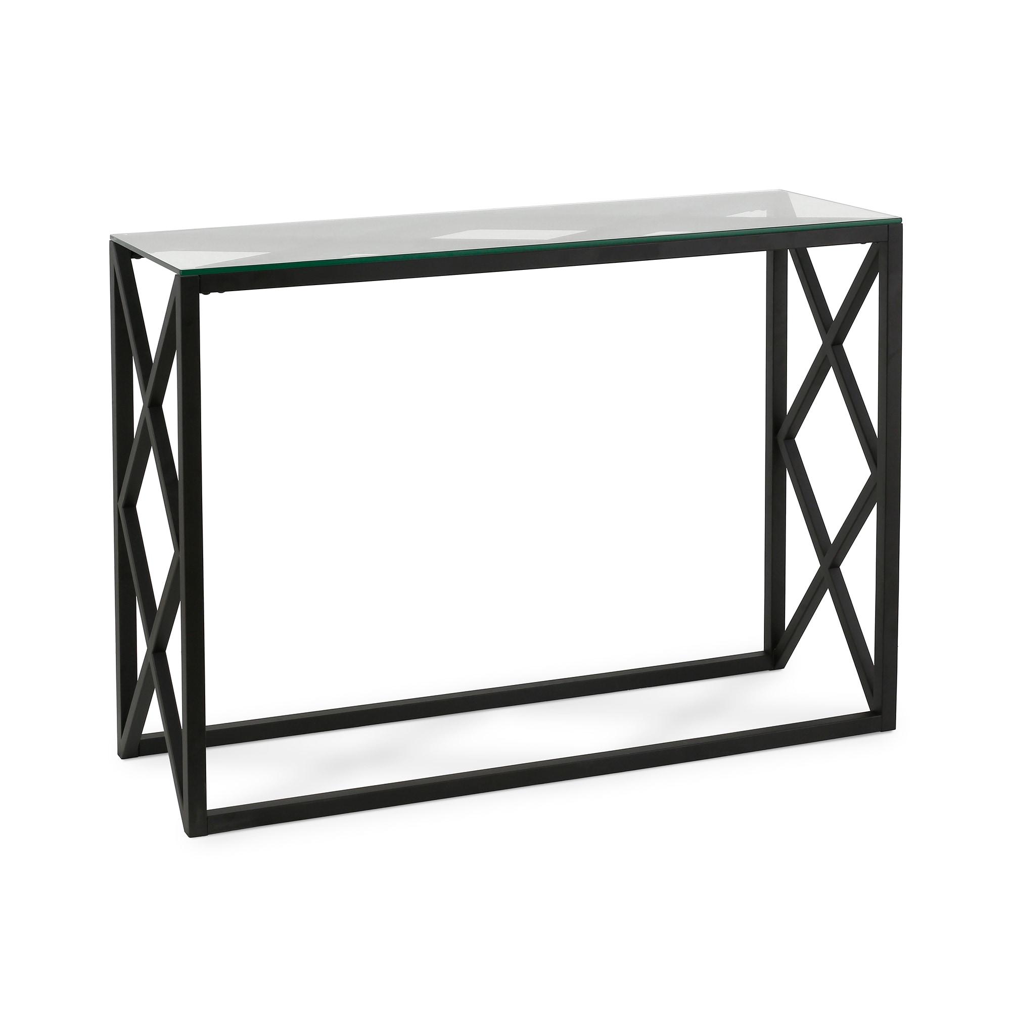 Henn&Hart 42" Blackened Bronze Metal/Glass Console Table