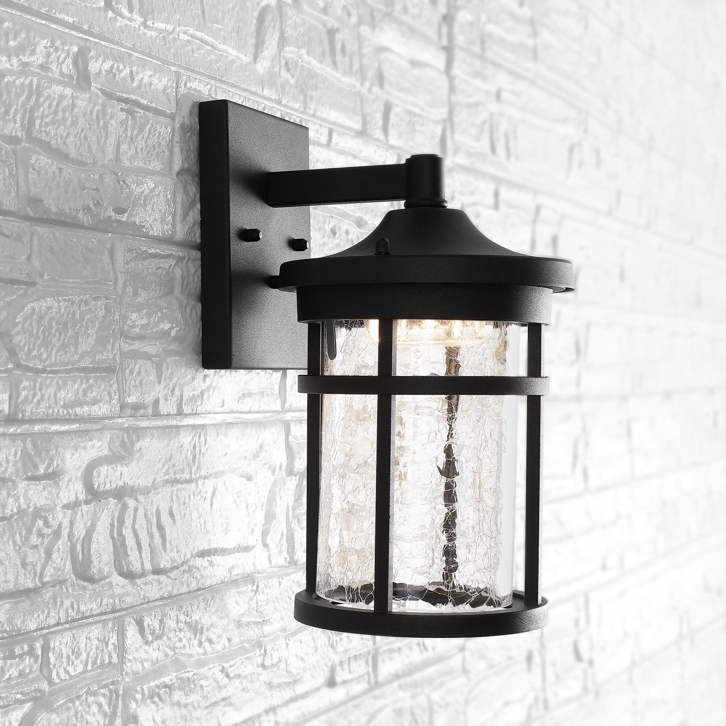 Campo 7.75" Black Iron Outdoor Wall Lantern with Crackled Glass