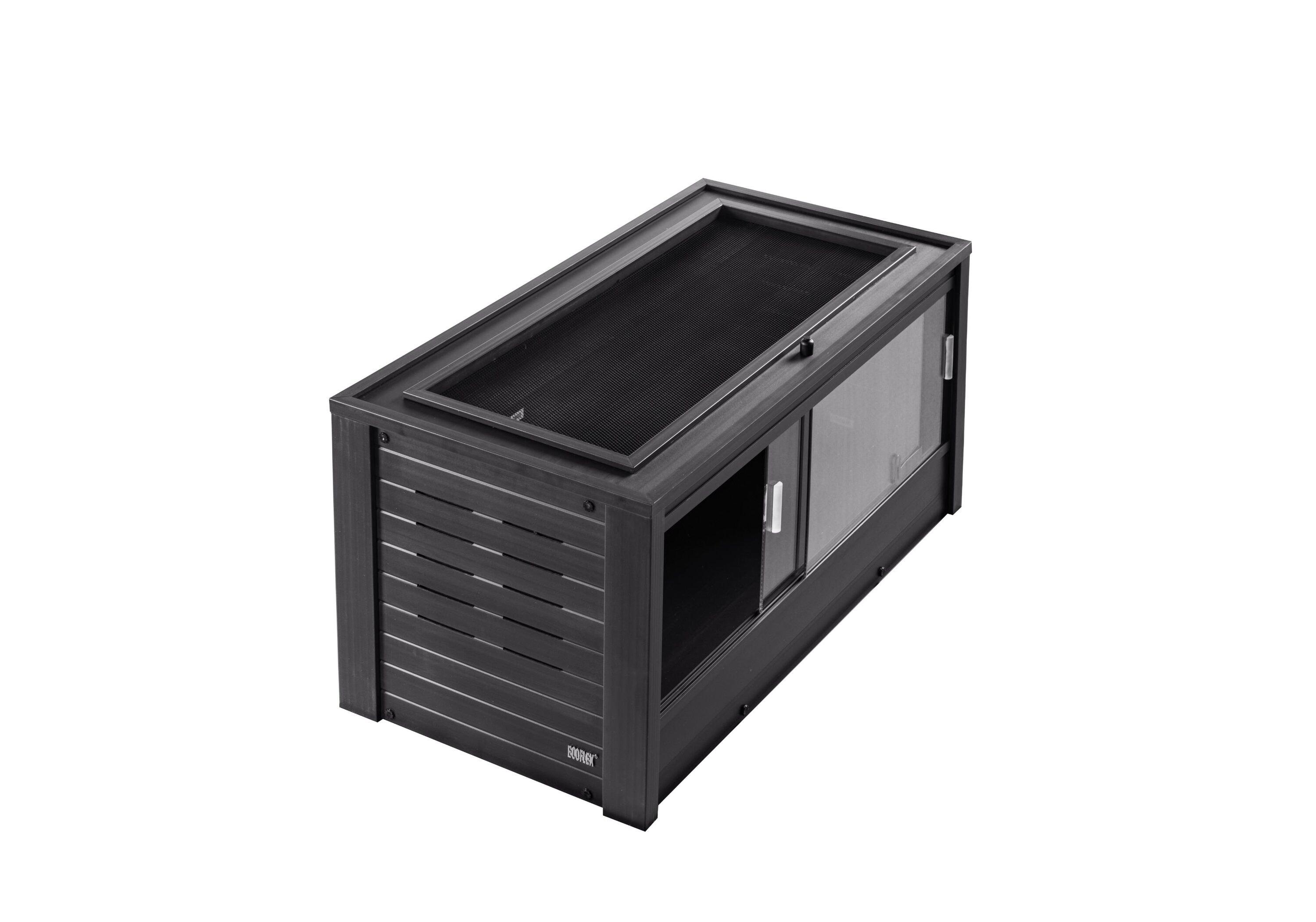 New Age Pet® ECOFLEX® 36 in. Reptile Lounge Terrarium Black, Durable Composite Habitat with Ventilation, Sliding Glass Doors & Mesh Screen Top for UV/Heat Lamp, Ideal for Tortoises, Snakes, Iguanas
