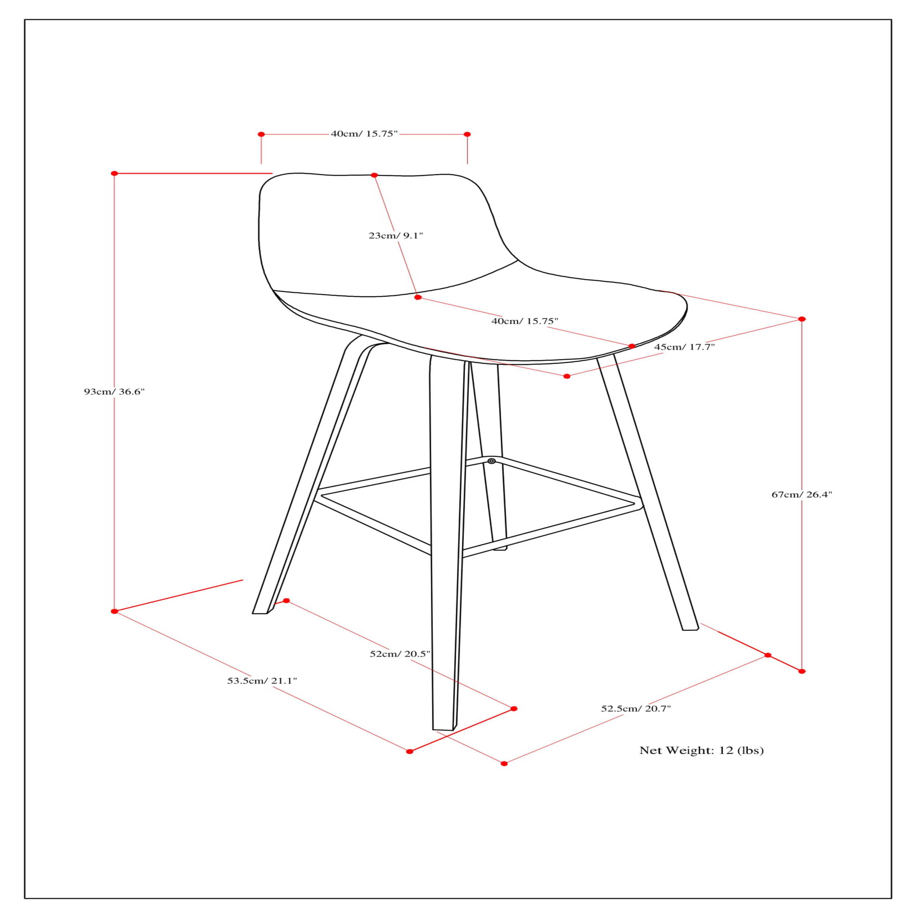 Simpli Home Randolph Upholstered Bentwood Mid-Century Modern Bar & Counter Stool with Chrome Footrest (Set of 2) (Set of 2)