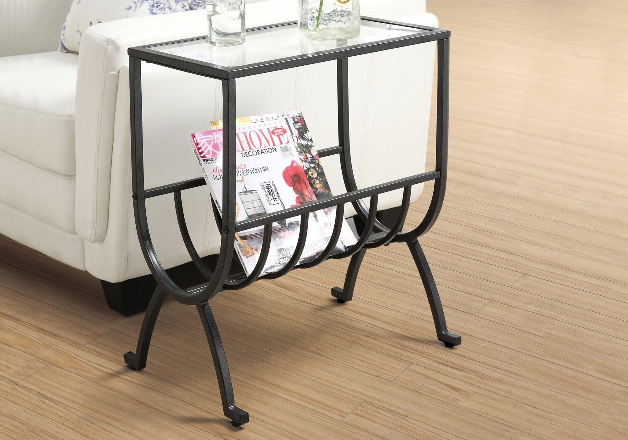 Monarch Specialties Accent Table, Side, End, Magazine, Narrow, Bedroom, Clear Tempered Glass