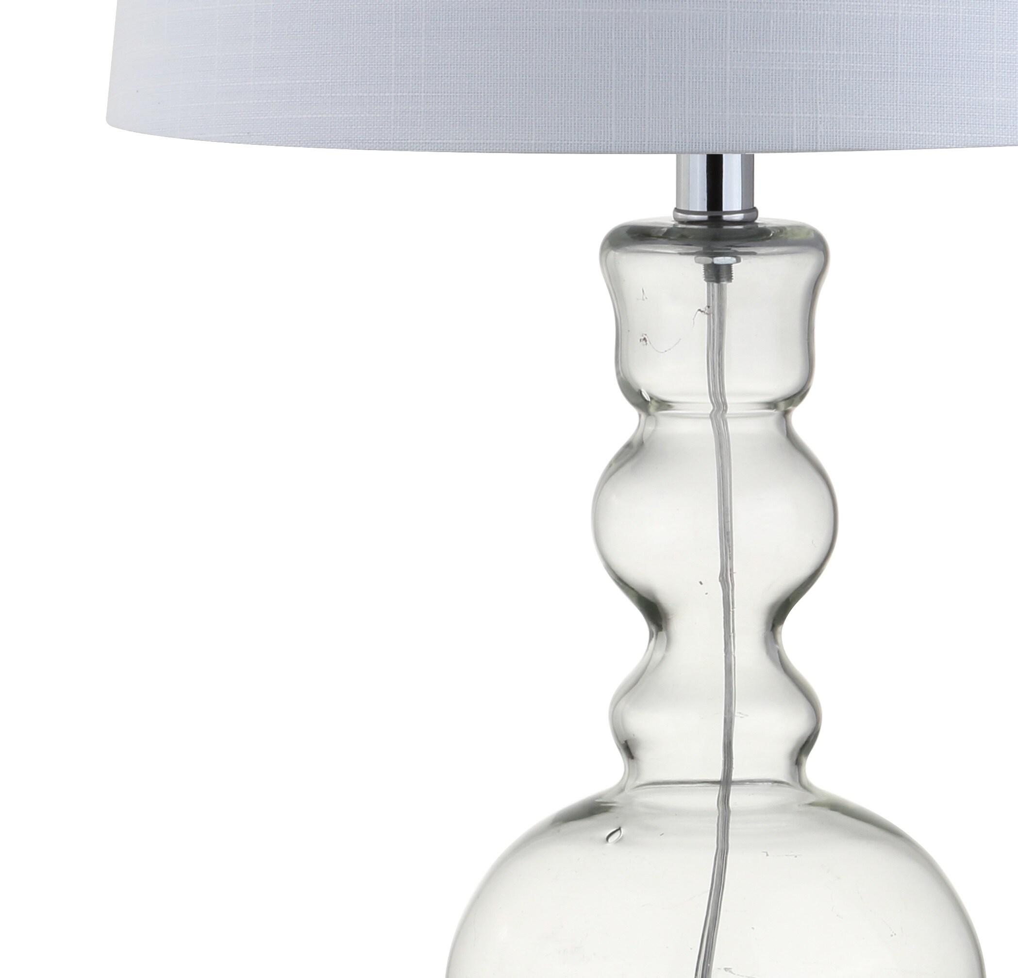 JONATHAN Y JYL1061B-SET2 Set of 2 Table Lamps Genie 28.5" Glass LED Table Lamp Contemporary Transitional Bedside Desk Nightstand Lamp for Bedroom Living Room Office College Bookcase, Clear
