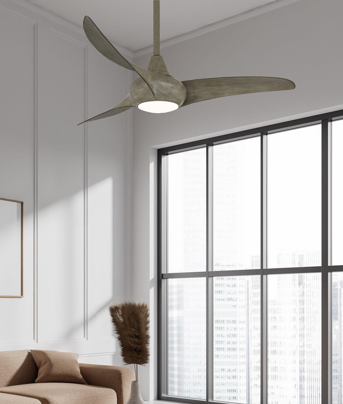 44" Minka Aire Light Wave Modern Driftwood LED Ceiling Fan with Remote