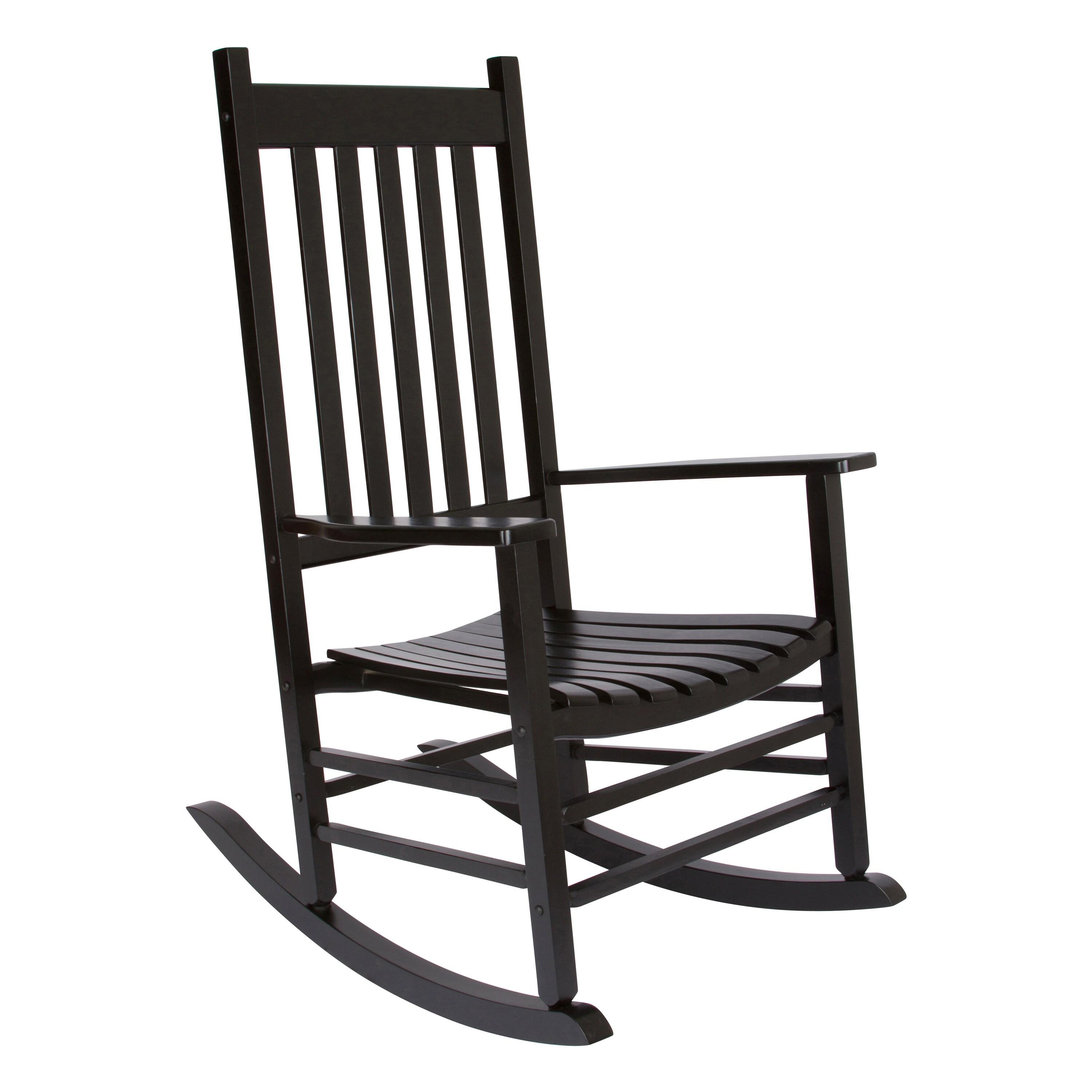 Shine Company Vermont Porch Rocker, High Back Wood Rocking Chair, Black