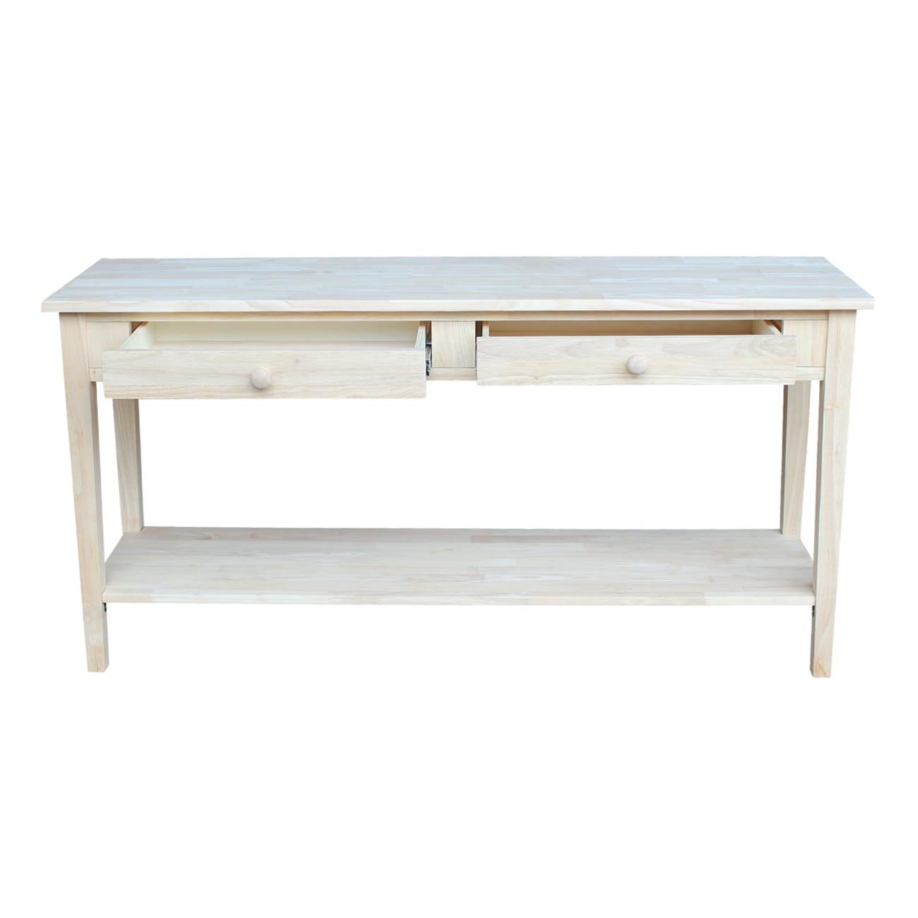 60" Spencer Extended Length Console Server Table Light Brown - International Concepts: Hardwood Foyer Storage