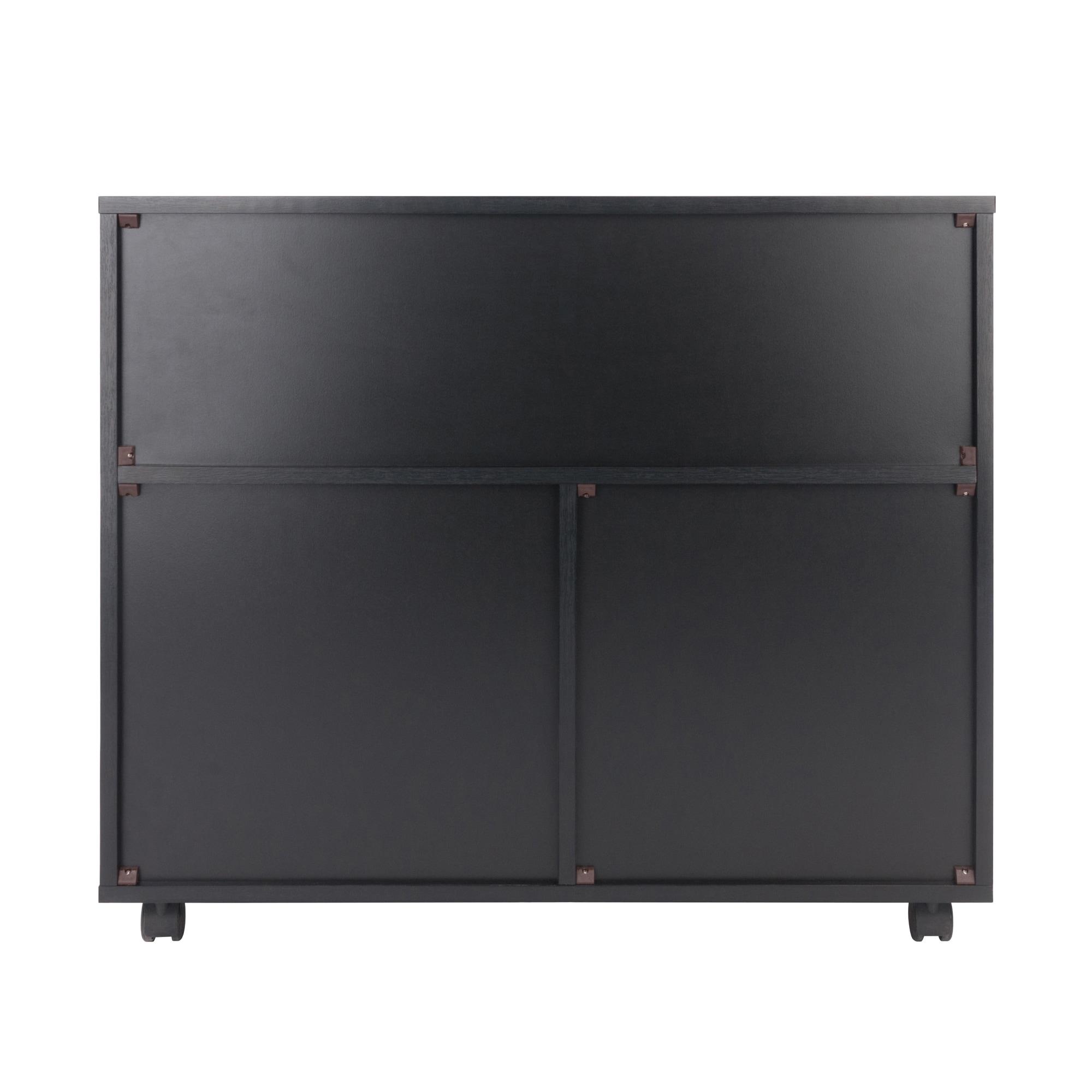 Halifax 3 Section Mobile Storage Cabinet Black - Winsome: MDF Wood Composite, 5 Drawers, 1 Door