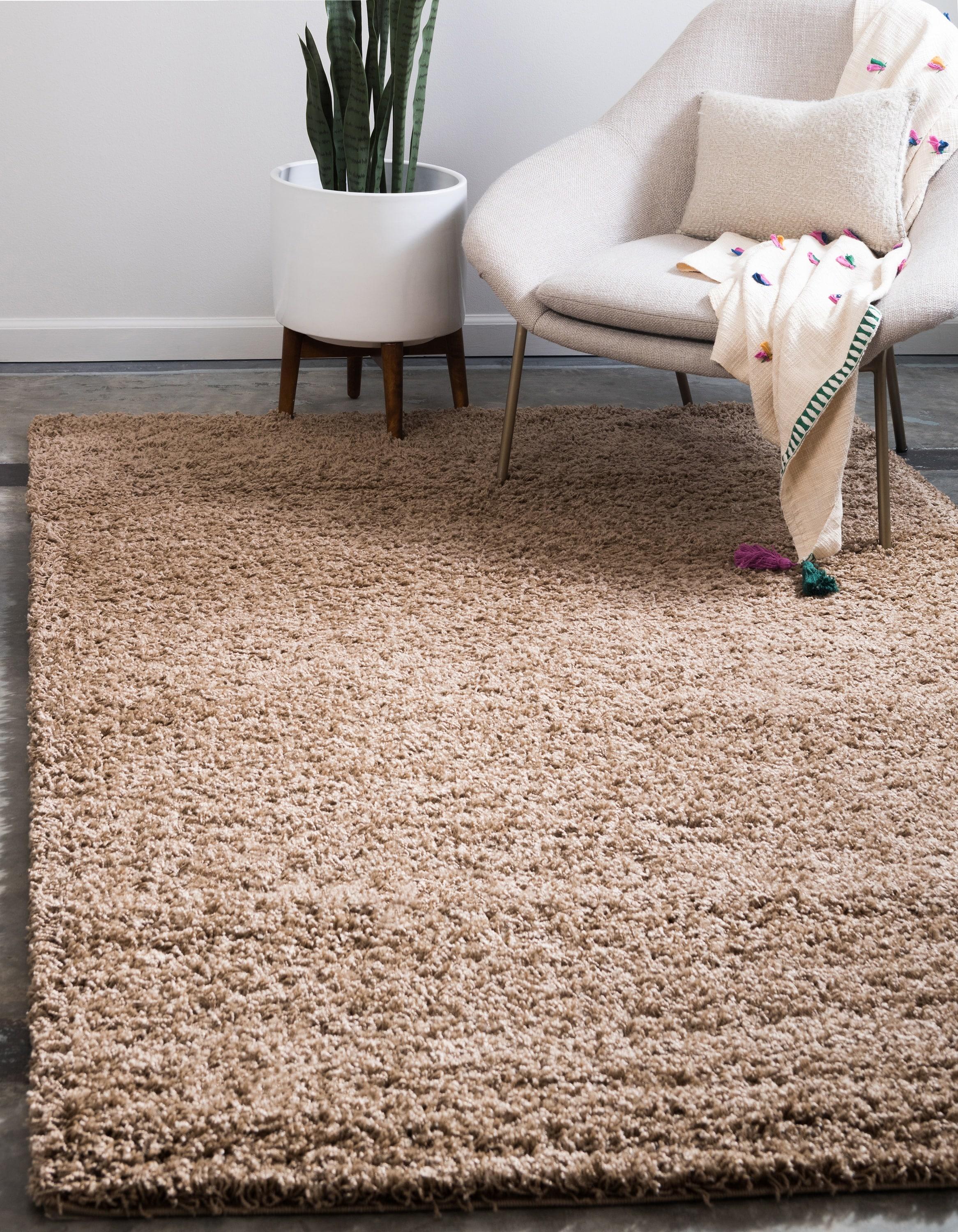 Unique Loom 4' 0 x 6' 0 Solid Shag Sandy Brown Area Rug