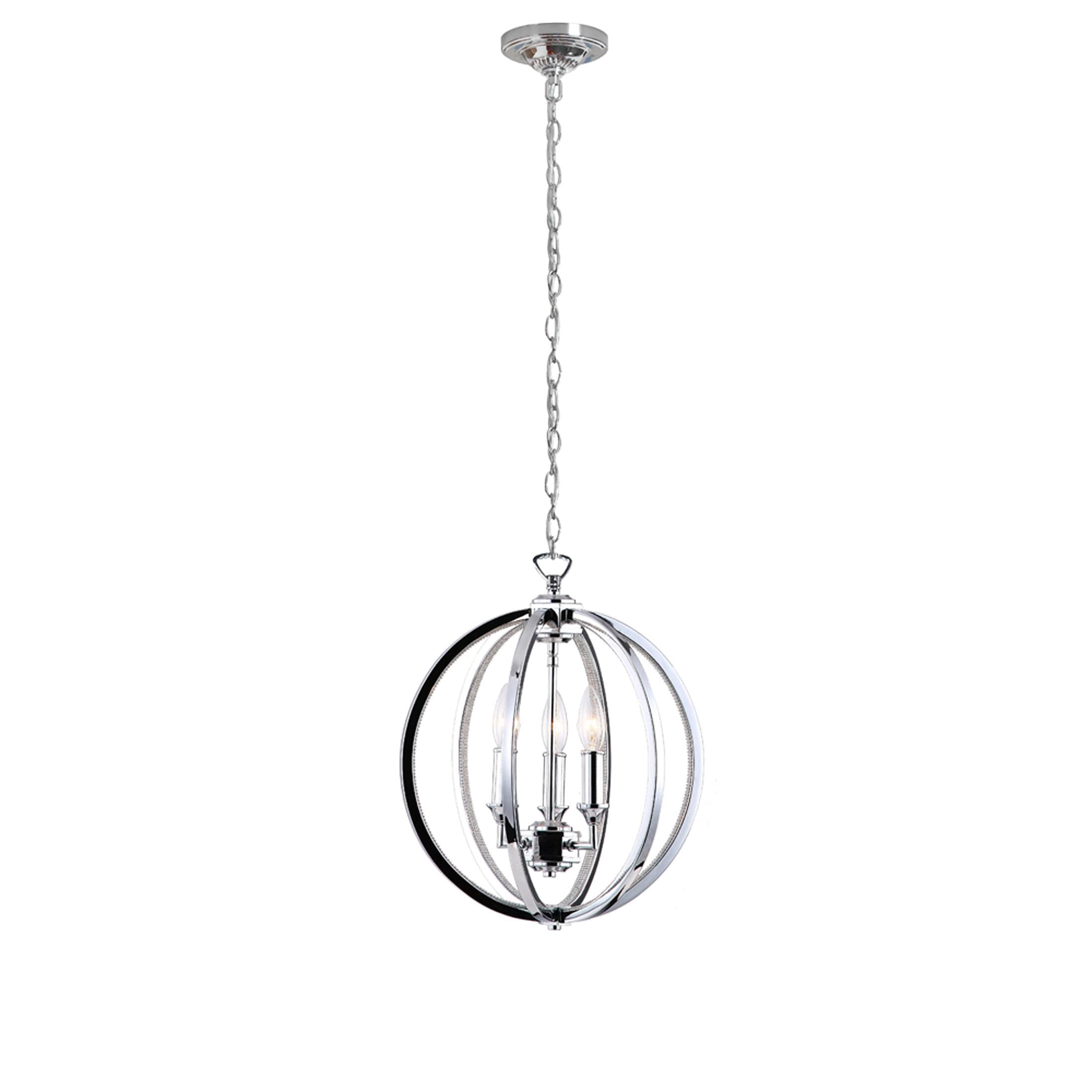 Dainolite 3 Light Chandelier, Polished Chrome w/Jeweled Accents