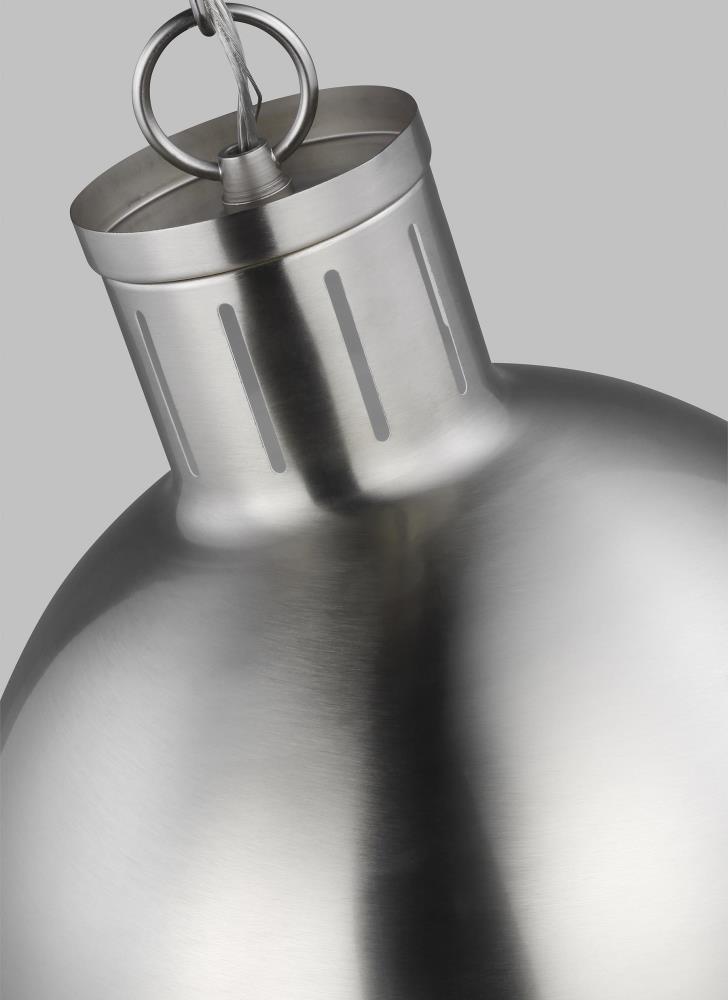 Generation Lighting Hanks 1 -Light Brushed Nickel Transitional White glass Globe Medium Hanging Pendant light