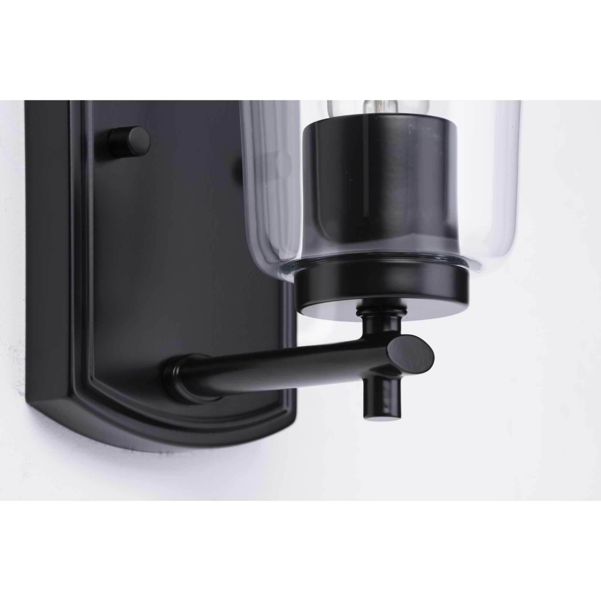 Progress Lighting Adley 1-Light Bath Wall Light, Black Finish, Clear Glass Shade