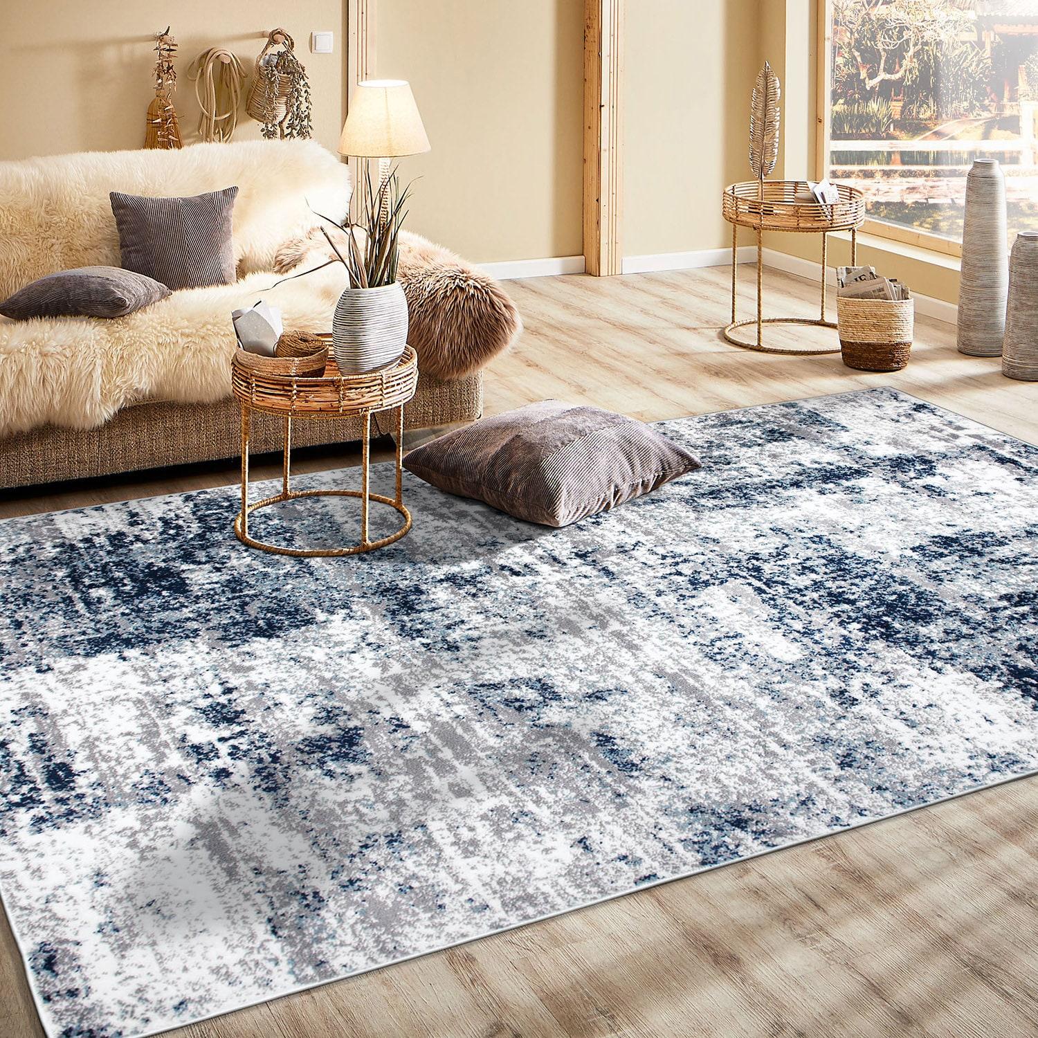 World Rug Gallery Distressed Abstract Blue 3'3" x 5' Area Rug