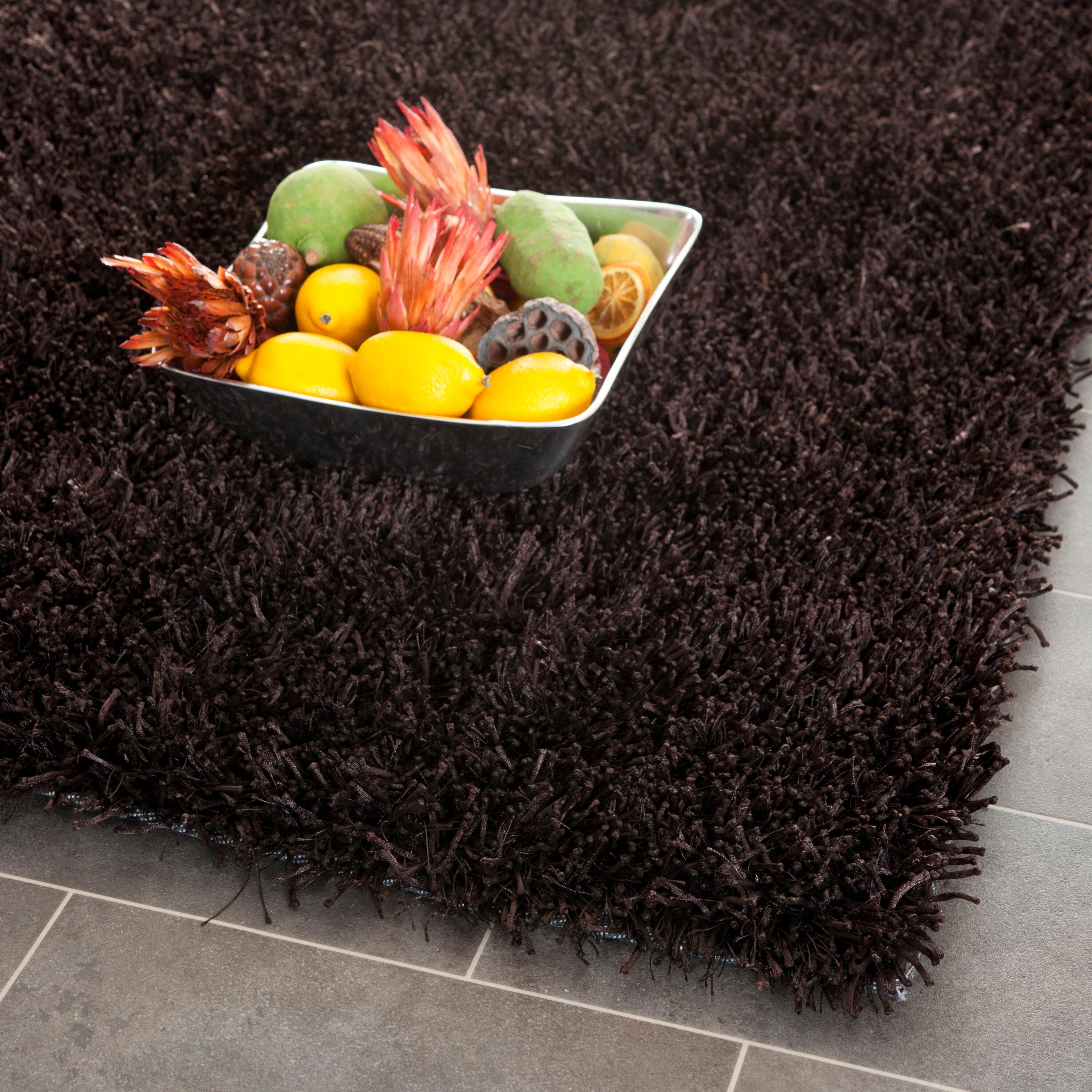 SAFAVIEH New Orleans Darius Solid Polyester Shag Area Rug, Chocolate, 8' x 10'