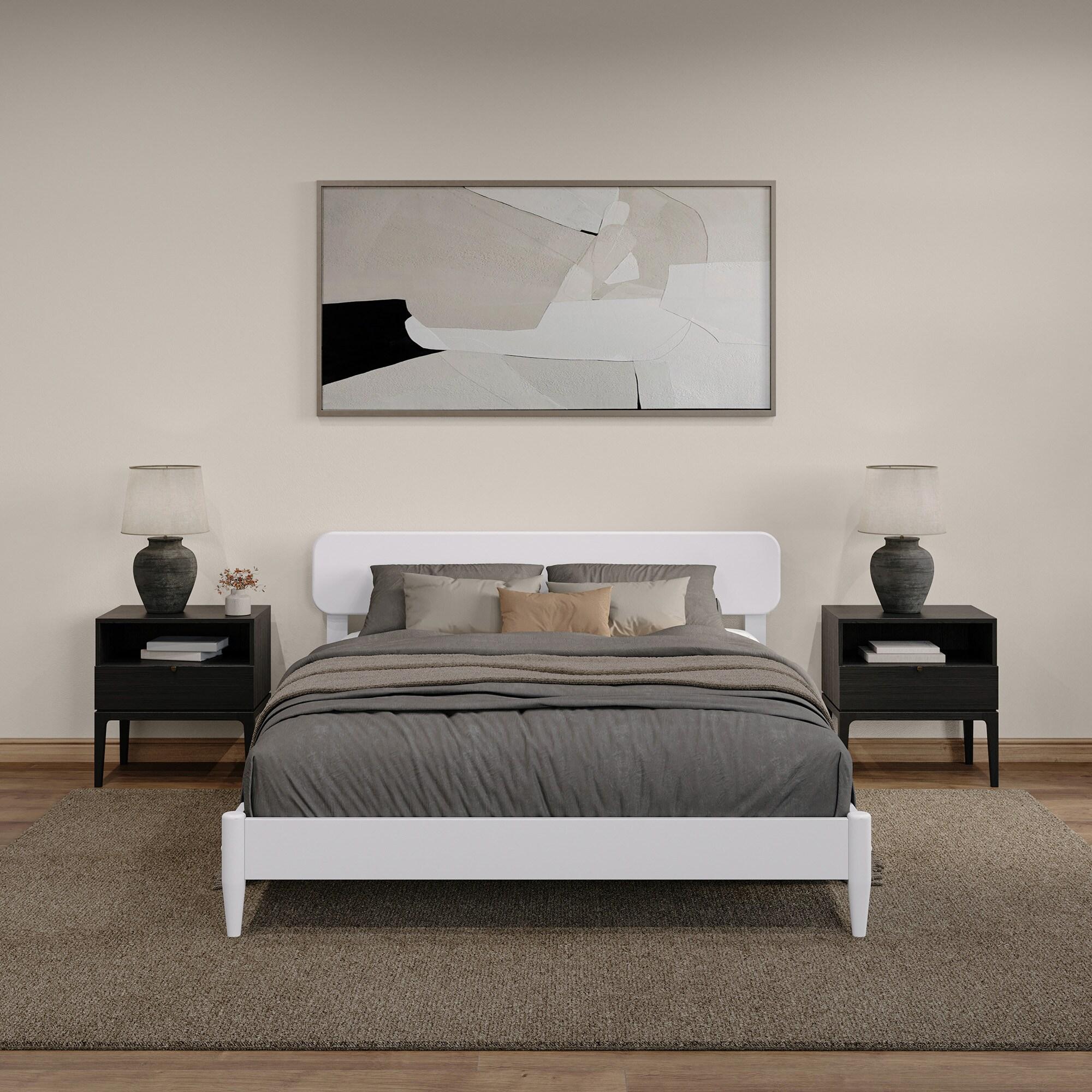 AFI Florence Queen Solid Wood Low Profile Platform Bed, White