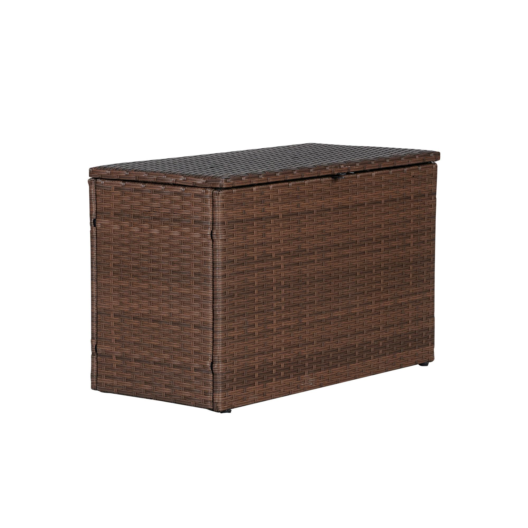 happimess Nino Modern Minimalist Outdoor Faux Wicker Deck and Patio Storage Box