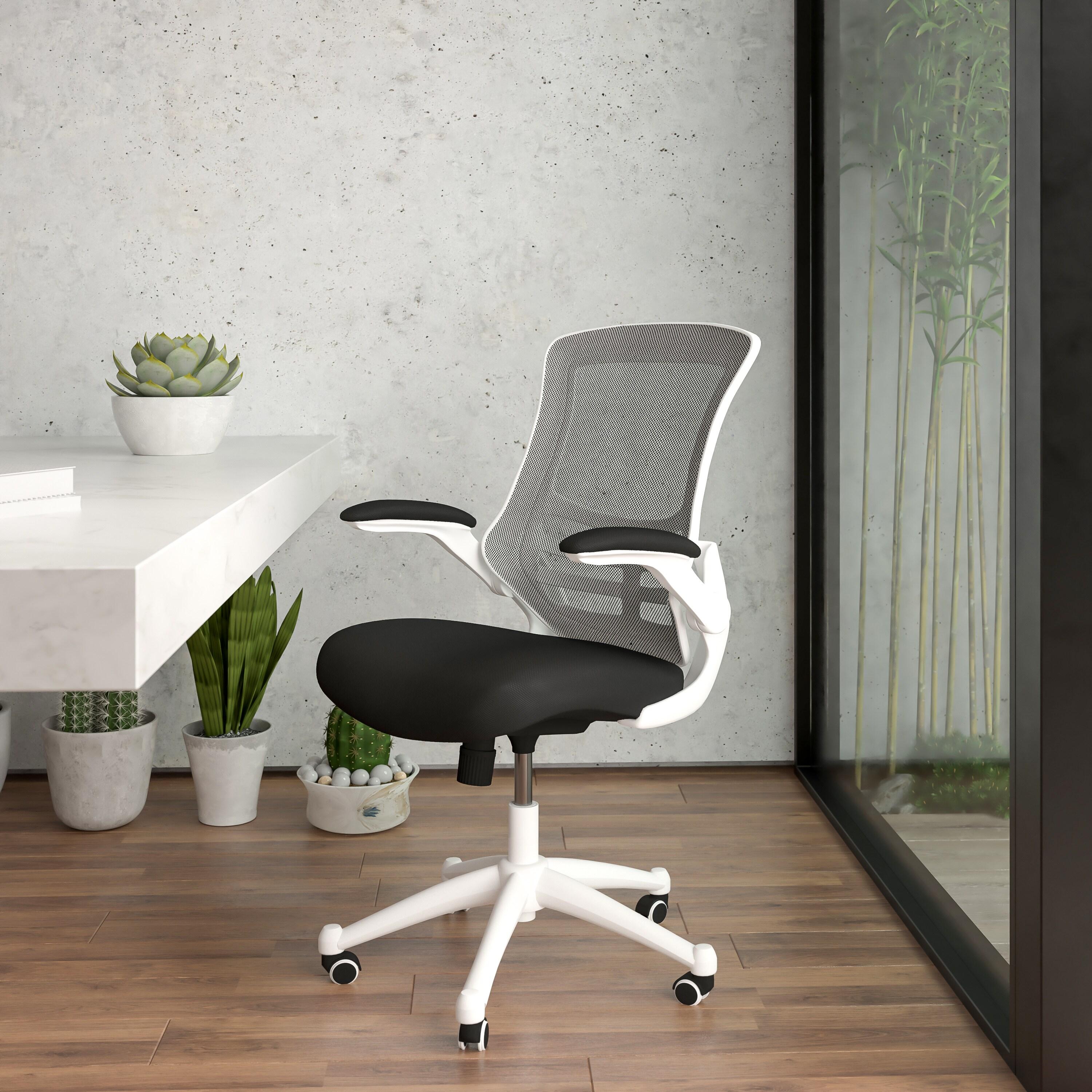 Jayetta Mid-Back Mesh Swivel Ergonomic Office Chair with Flip-Up Arms by Flash Furniture