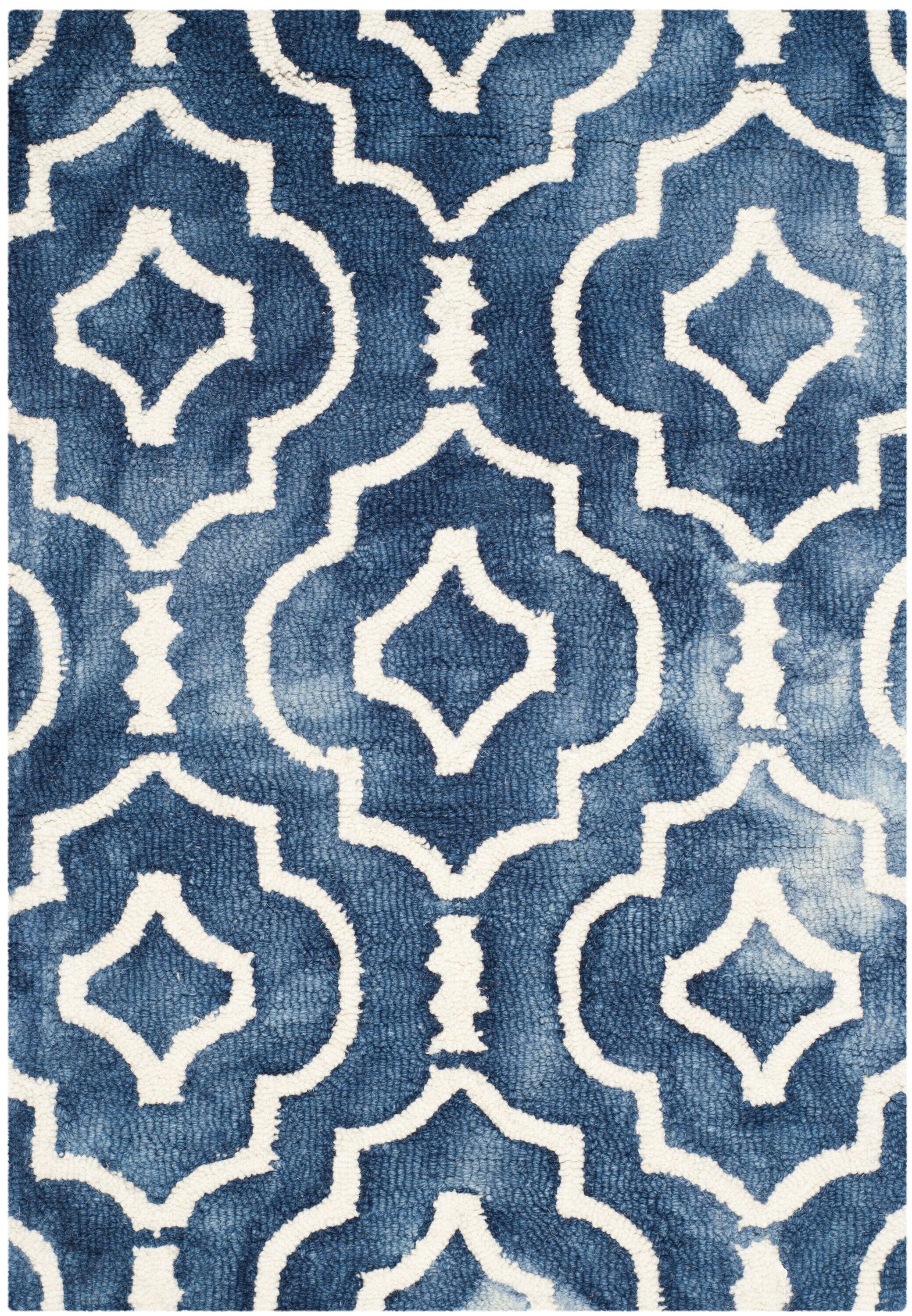 Dip Dye DDY538 Hand Tufted Indoor Accent Rug - Navy/Ivory - 2'x3' - Safavieh