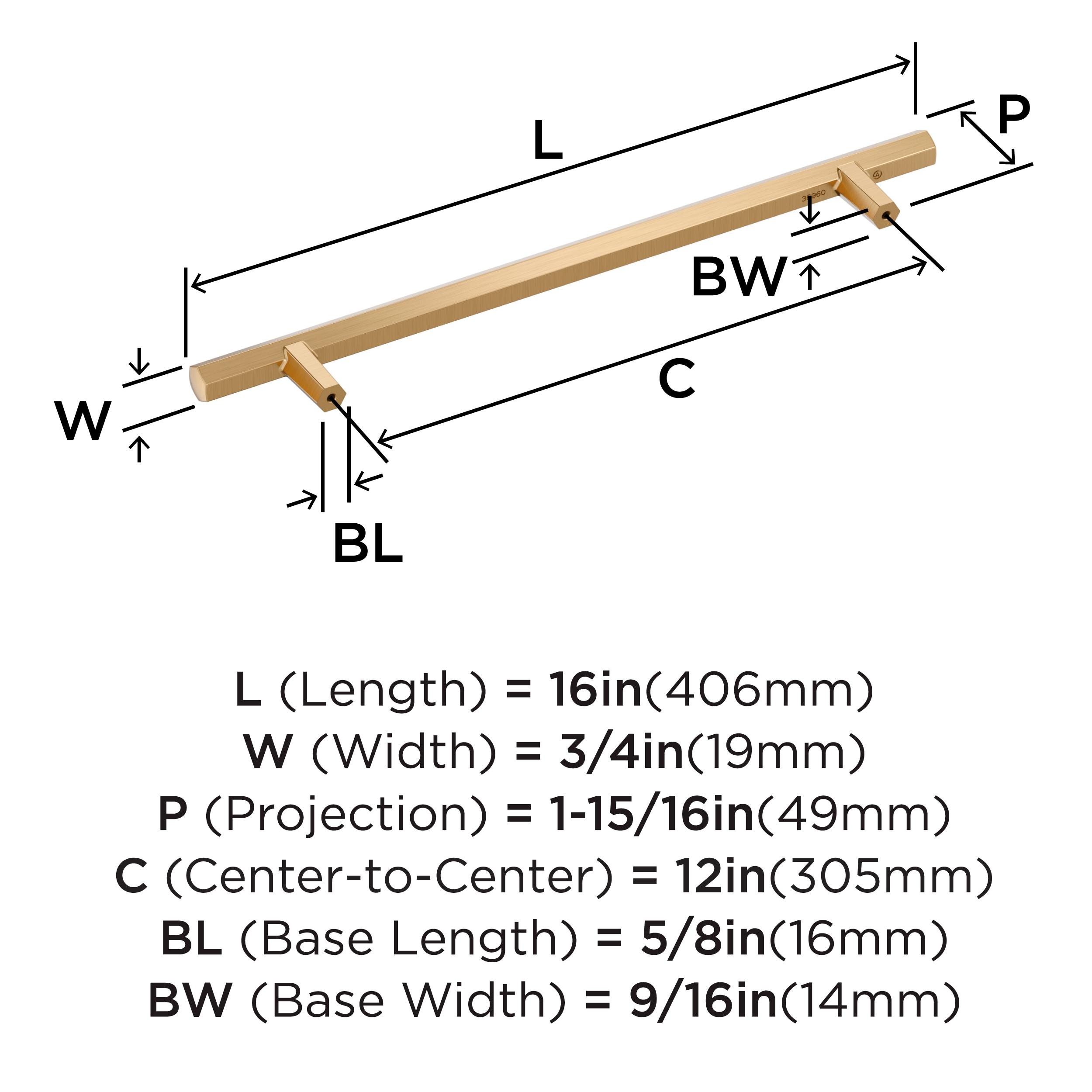 Caliber 12 inch (305mm) Center-to-Center