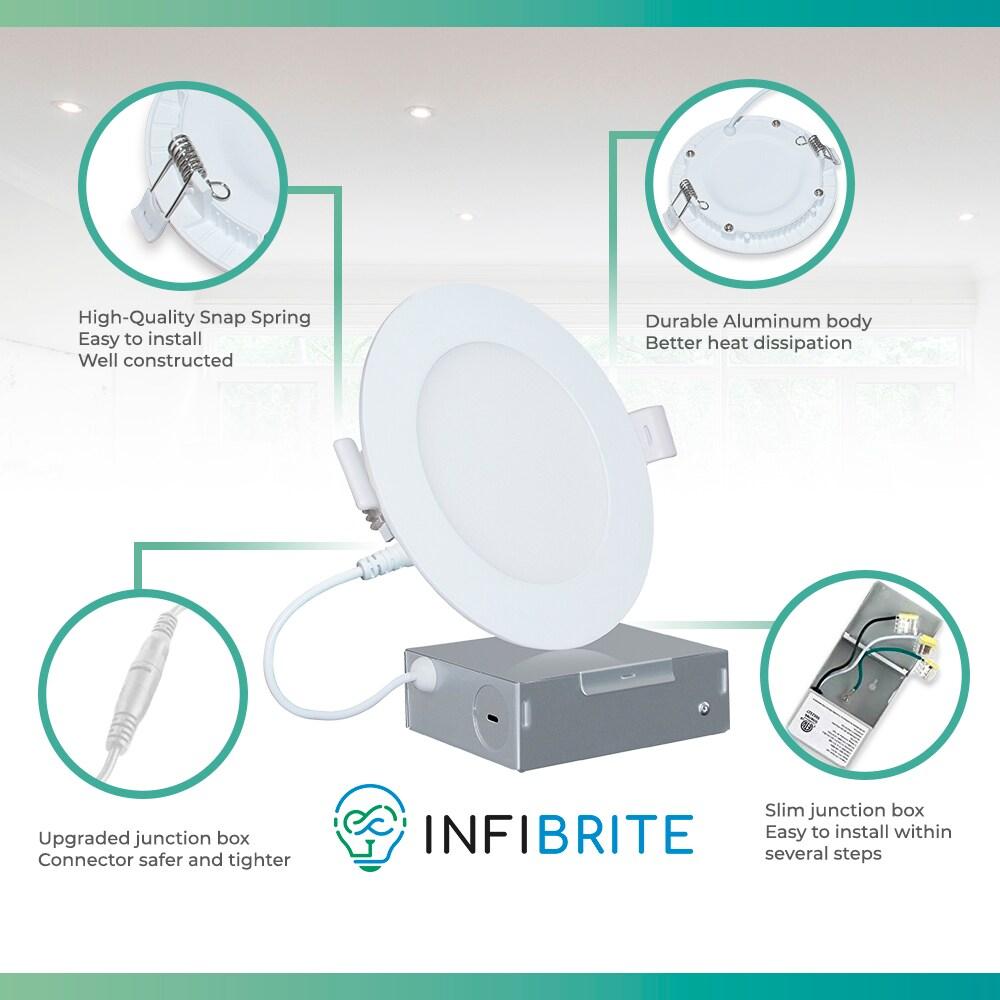 Infibrite IB-002-1-12W-HLW-24PK 6'' Tunable Color Temperature Dimmable Air-Tight IC Rated LED Canless Recessed Lighting Kit (Set of 24)