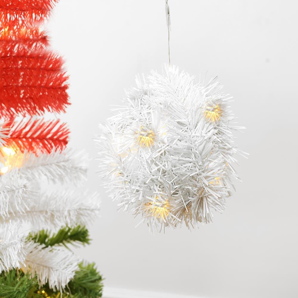 LuxenHome 5Ft Pre-Lit Artificial Tree with Santa Hat Treetop Multicolored