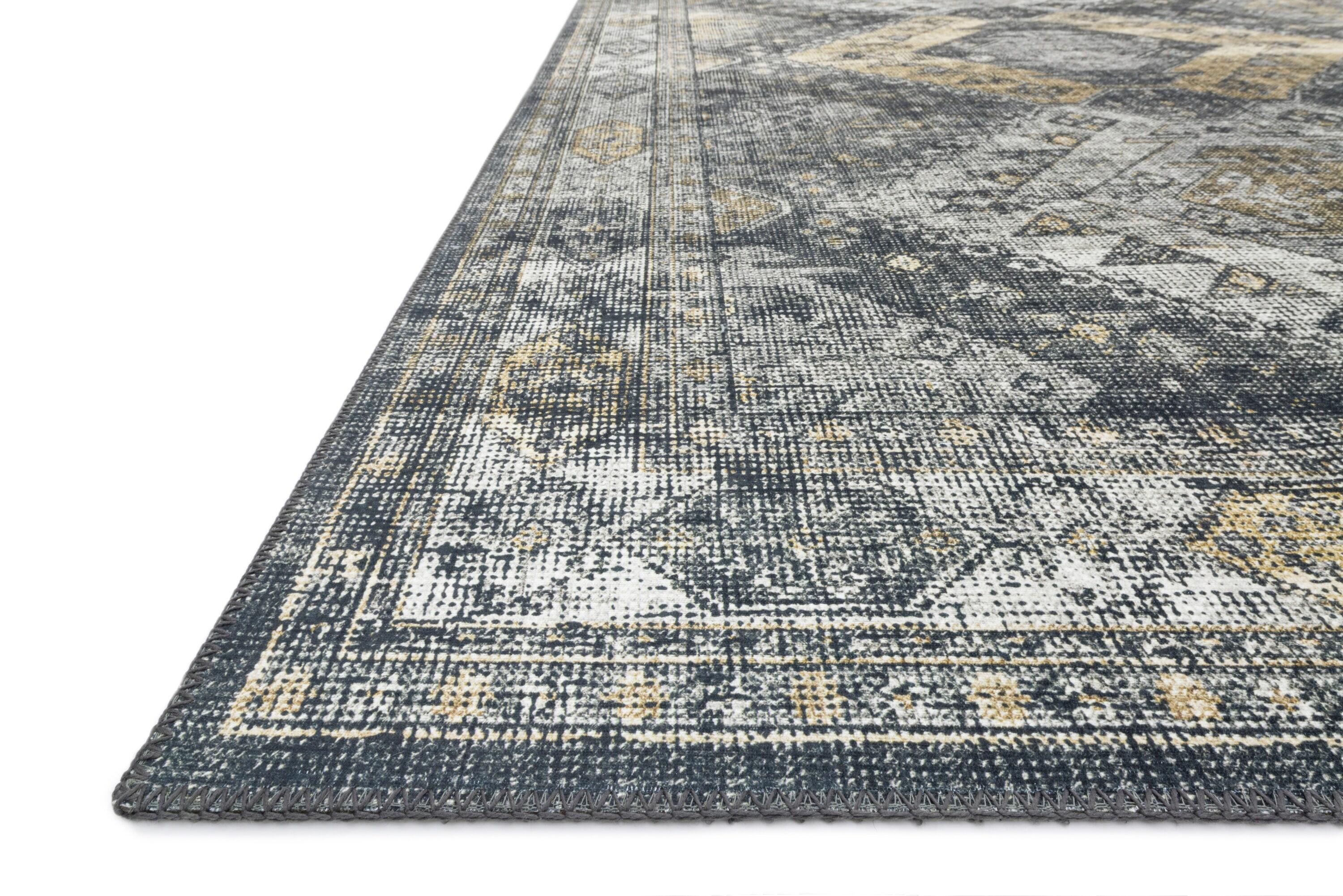 Graphite and Silver Hand-Knotted Oriental Rectangular Rug