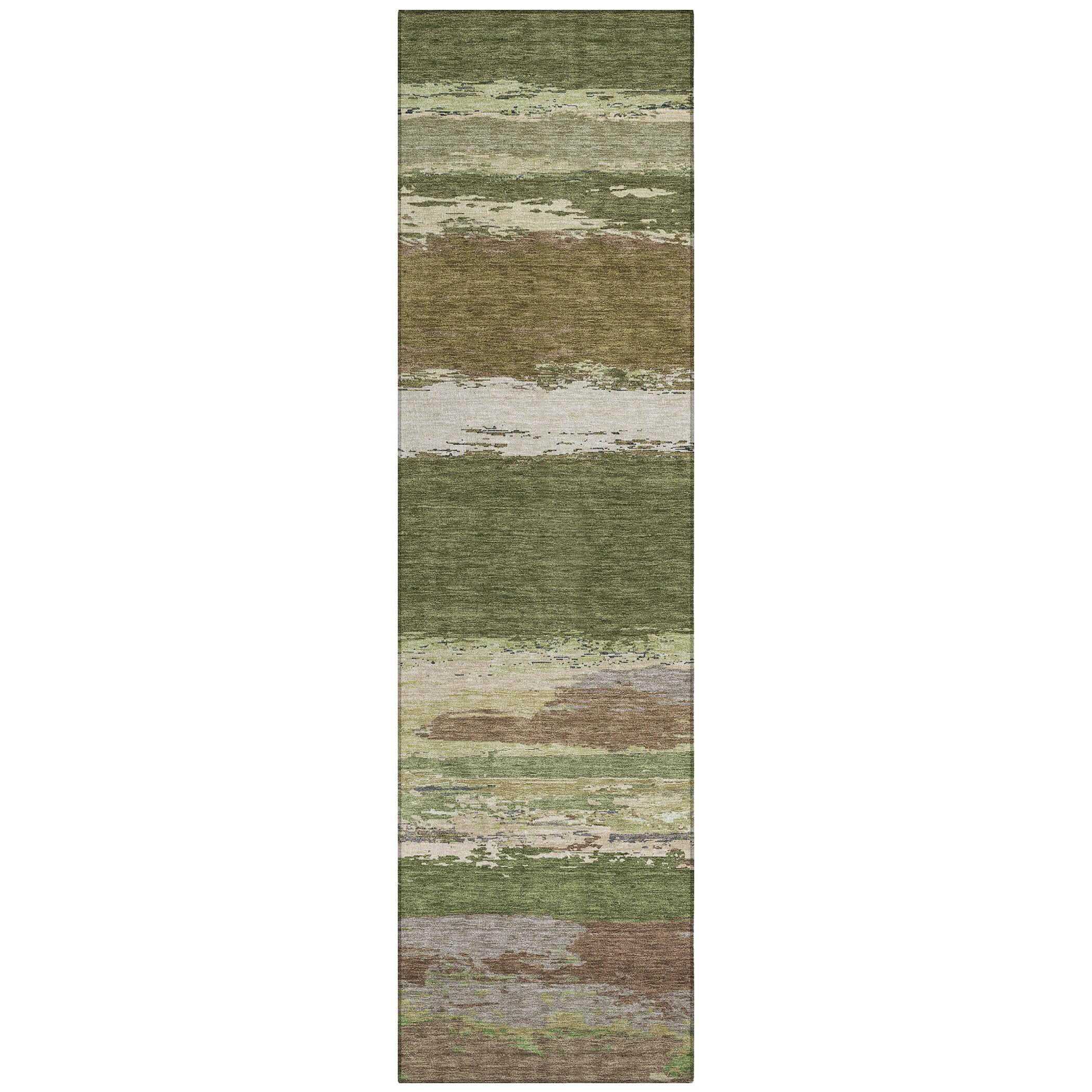 Machine Washable Indoor/Outdoor Chantille ACN1284 Olive Rug