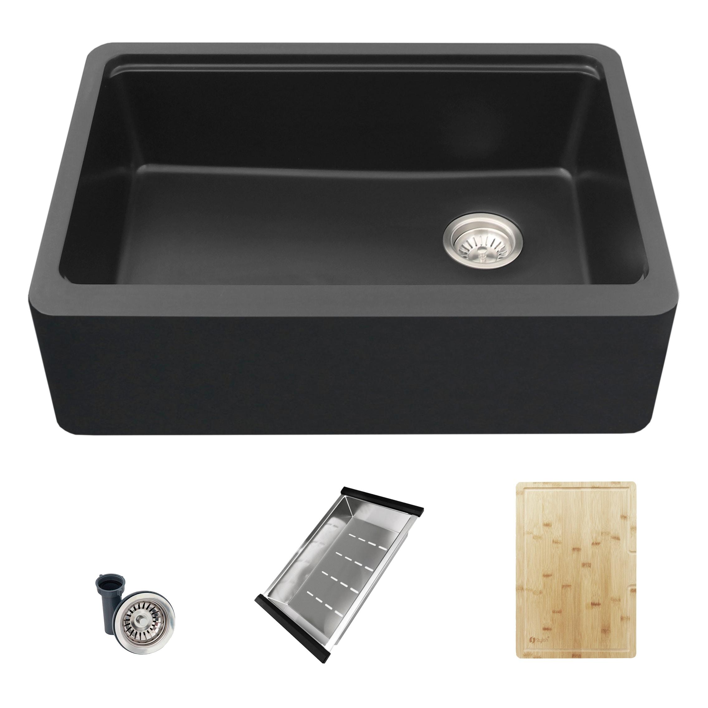 Pietra STYLISH 30 inch Undermount Workstation Single Bowl Composite Granite Apron Kitchen Sink