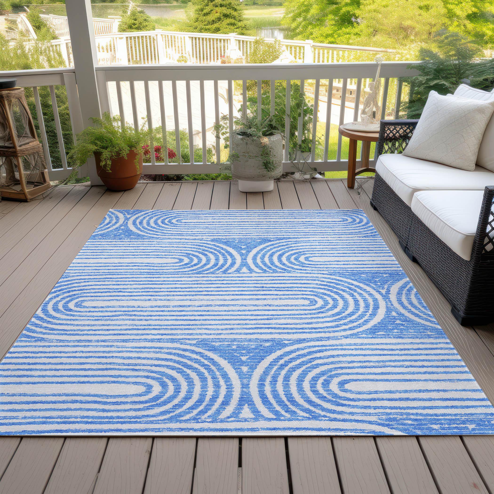 Addison Rugs Chantille ACN540 Blue 2'6" x 3'10" Indoor Outdoor Area Rug, Easy Clean, Machine Washable, Non Shedding, Bedroom, Living Room, Dining Room, Kitchen, Patio Rug