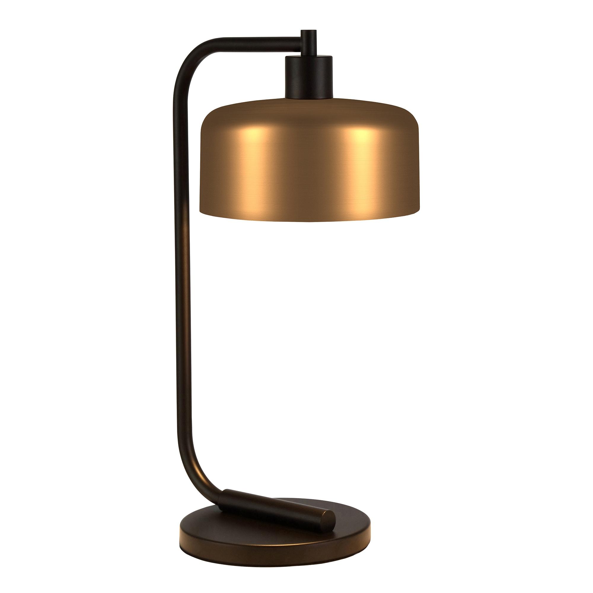 Evelyn&Zoe Mid-Century Modern Metal Table Lamp with Brass Shade