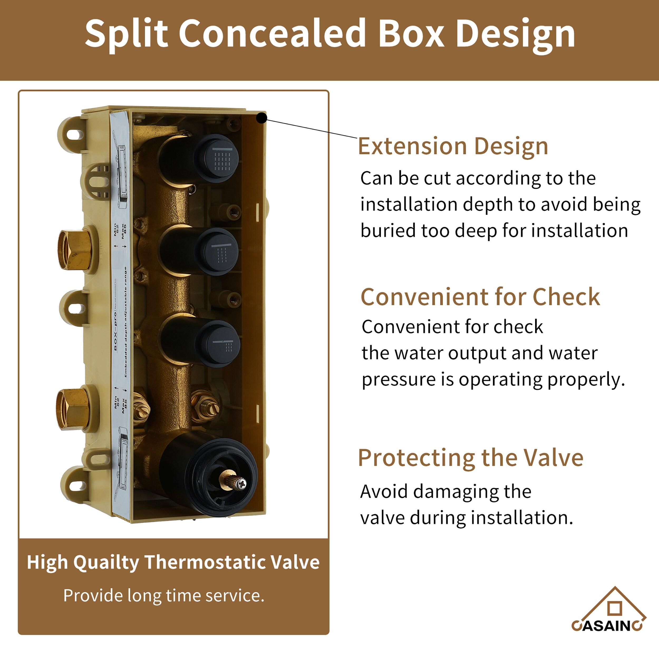 3 Functions 12 Inch Wall Mount Thermostatic Shower System with 6 Body Jets