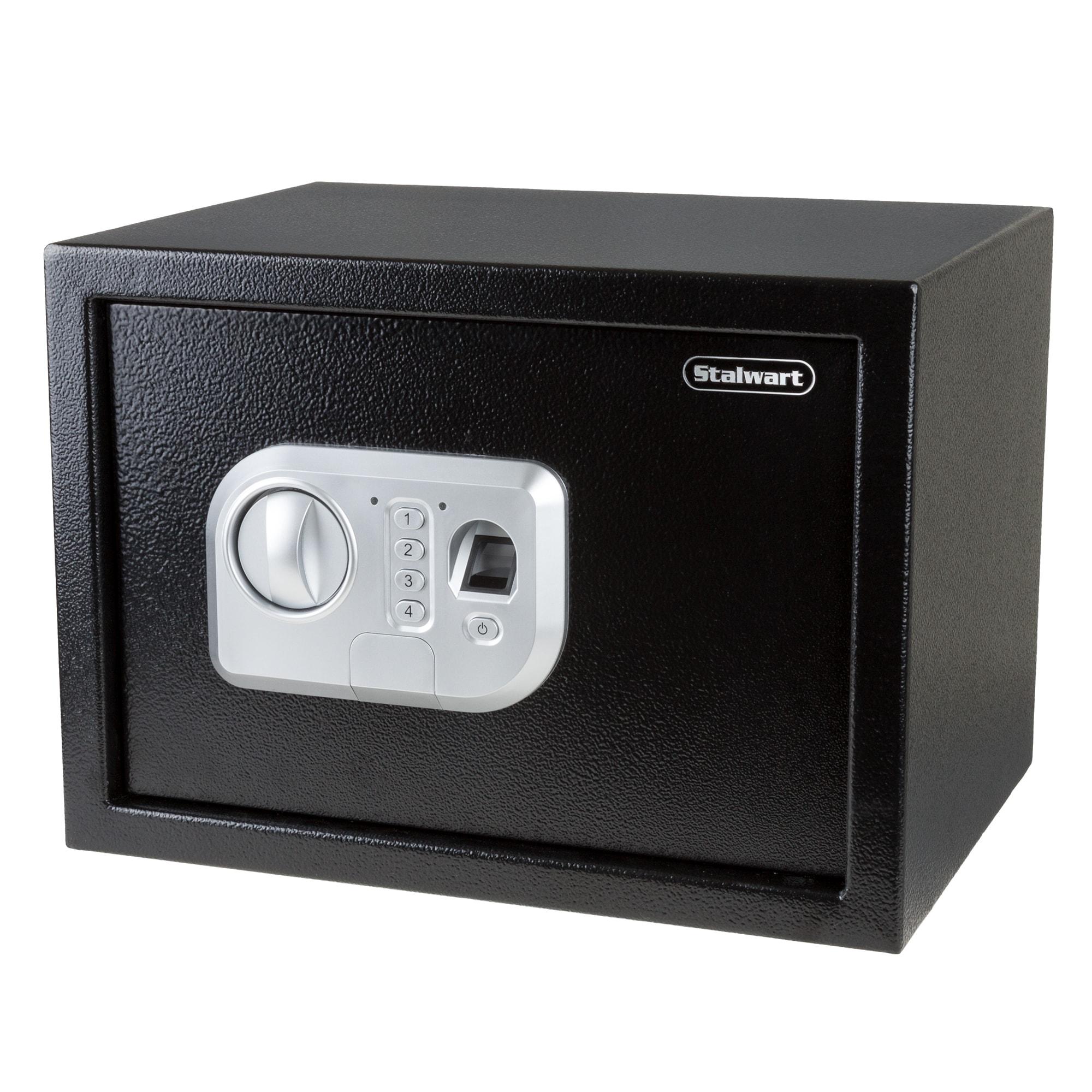 Stalwart Stalwart Electronic Safe - Digital Biometric Fingerprint Lock Box with 2 Override Keys (Black)