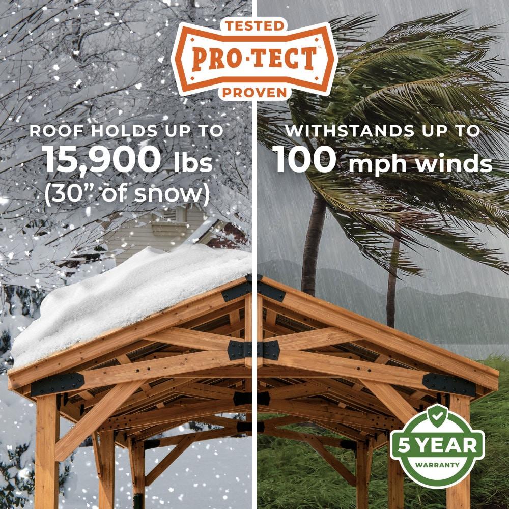 Backyard Discovery Norwood 24' x 12' Cedar Wood Gazebo, Galvanized Steel Roof, PowerPort